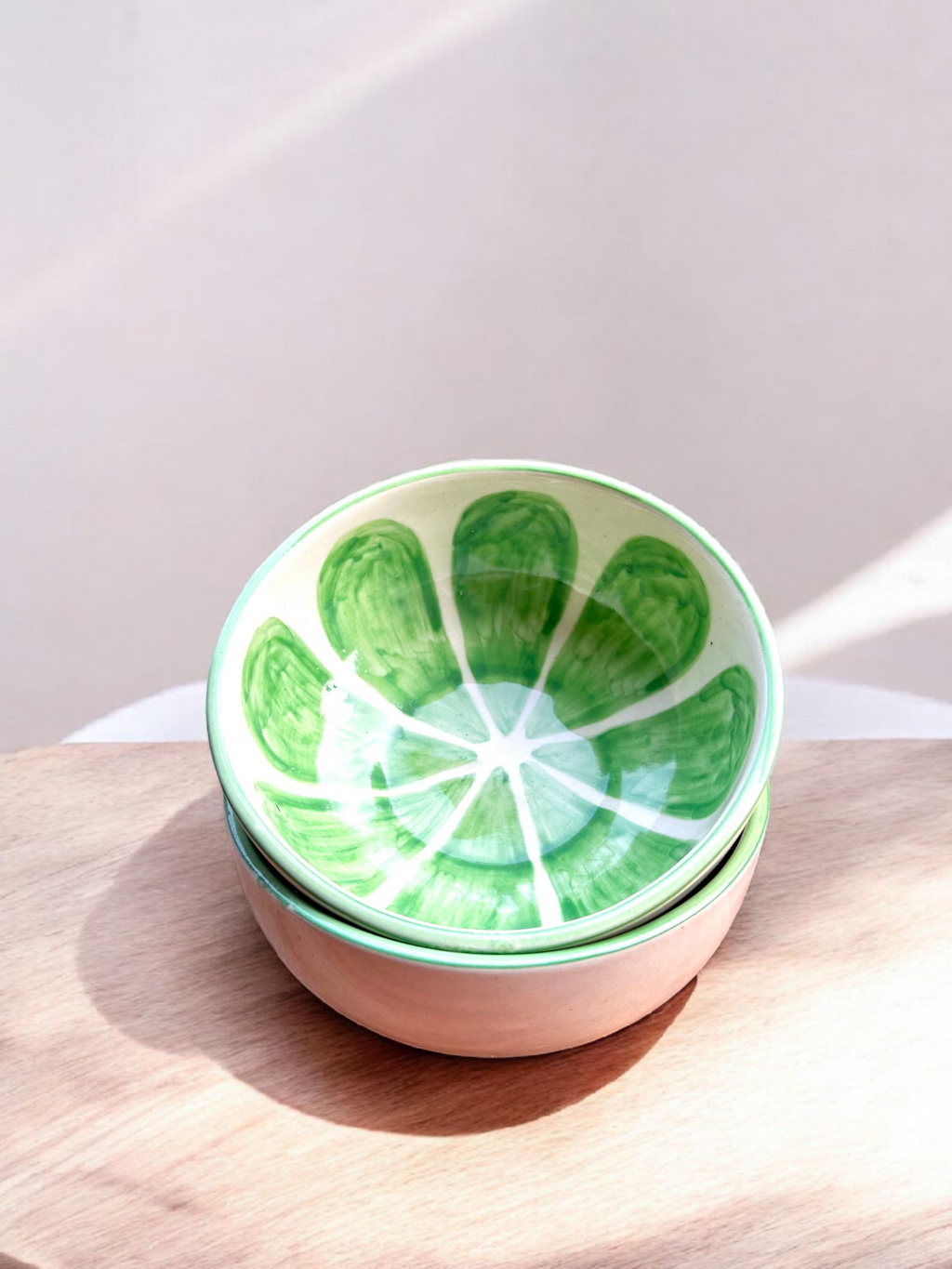 Green Citrus Handcrafted Ceramic Bowl Set (2Pc.)