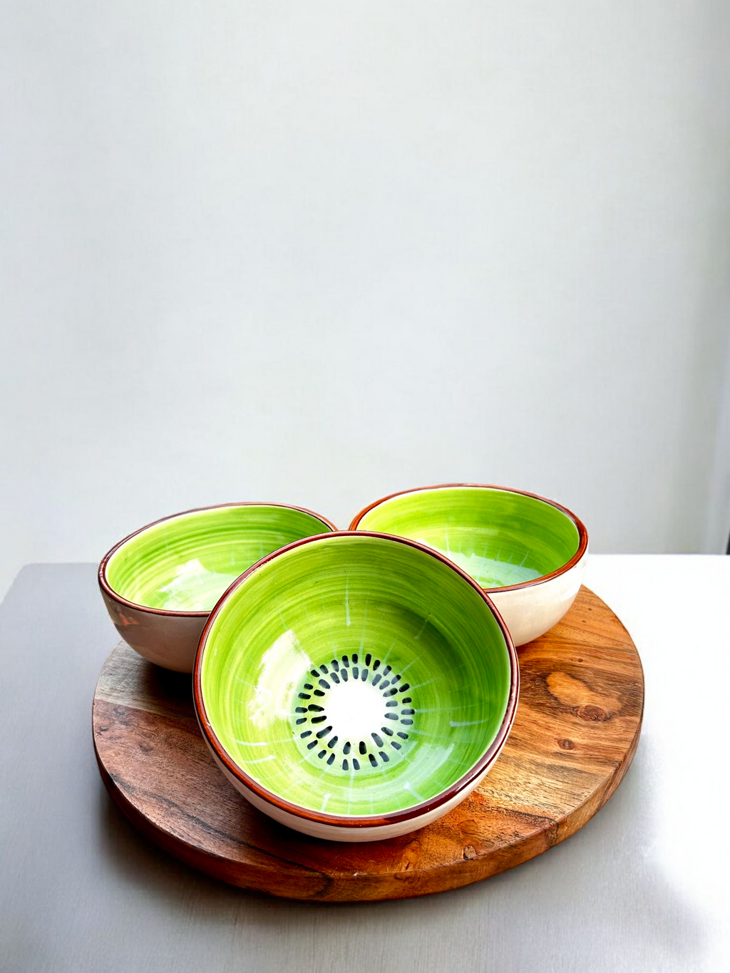 Kiwi Splash Handcrafted Ceramic Bowl (2 Pc.)