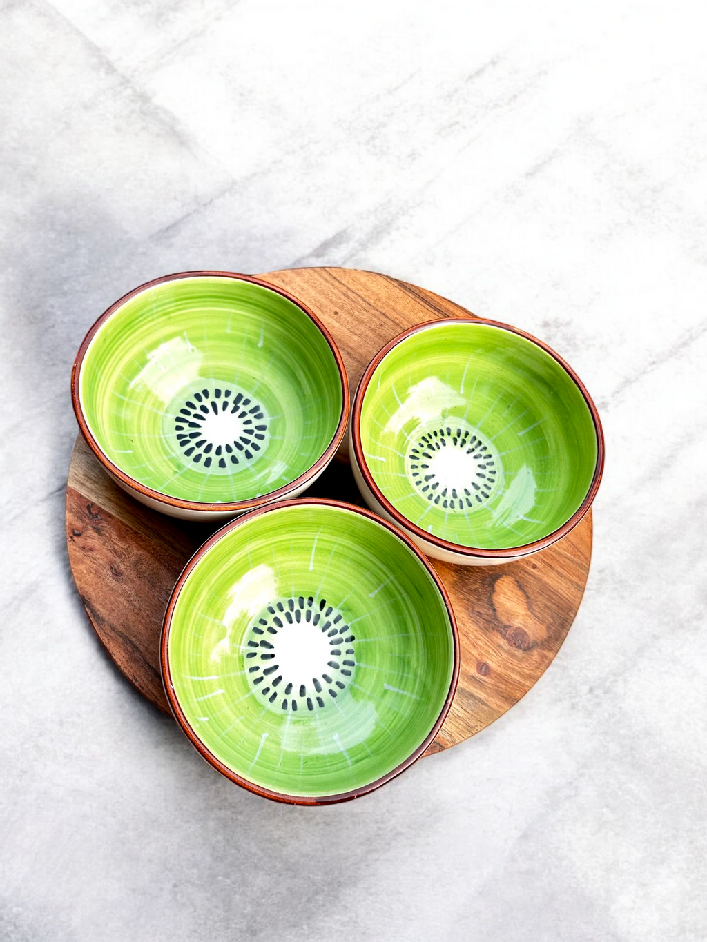 Kiwi Splash Handcrafted Ceramic Bowl (2 Pc.)