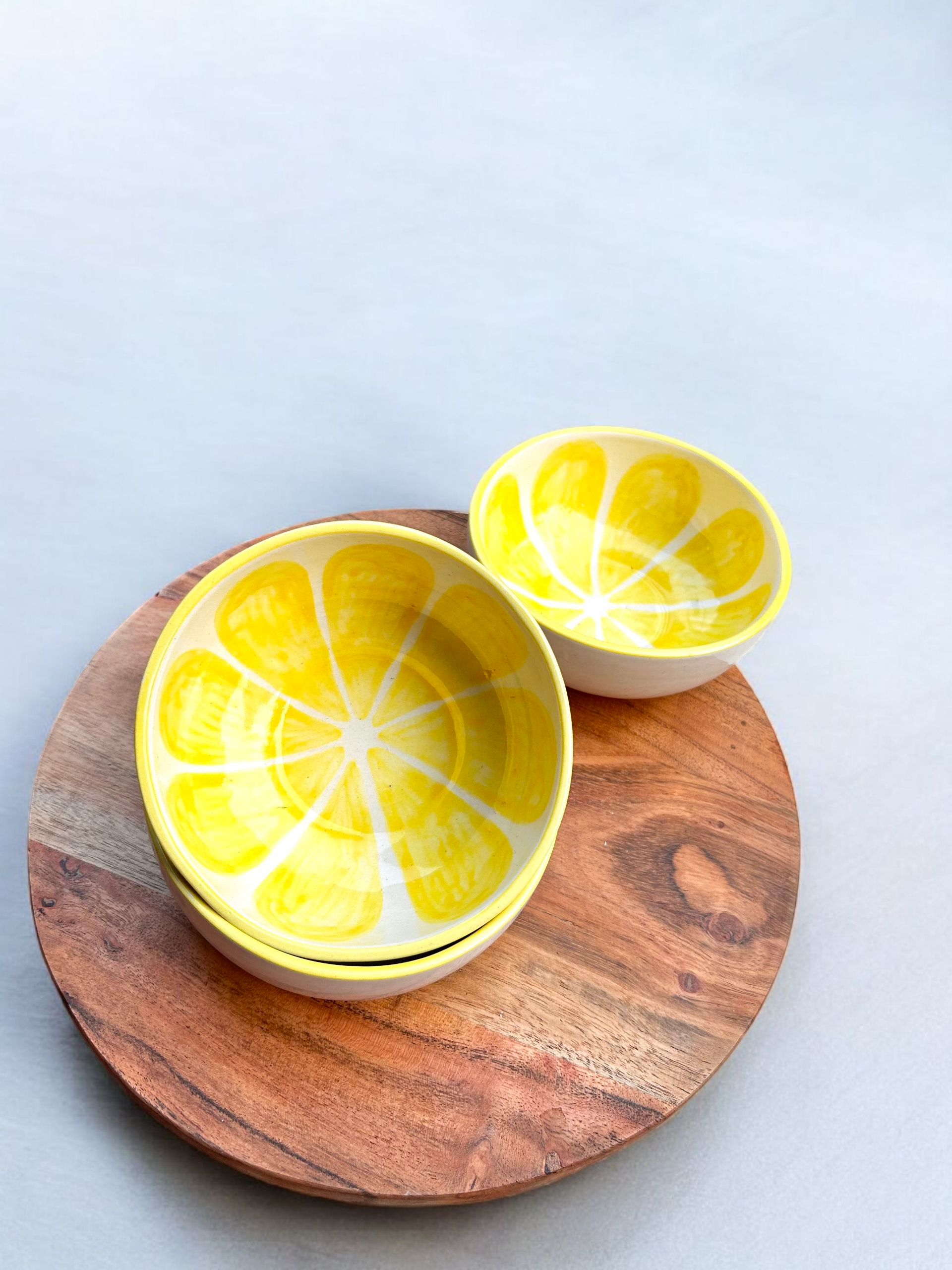 Citrus Bloom Collection – Lime Hand-Painted Ceramic Bowls (2 Pc.)