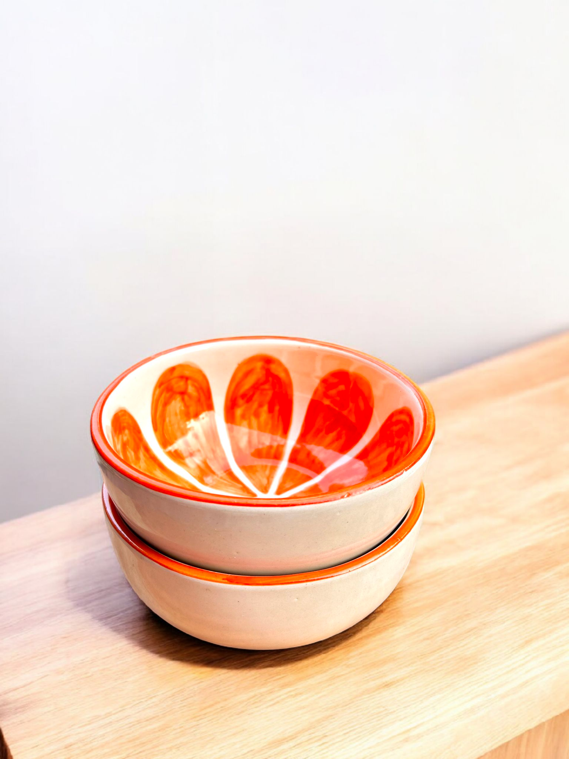 Citrus Bloom Collection – Orange Hand-Painted Ceramic Bowls (2 Pc.)