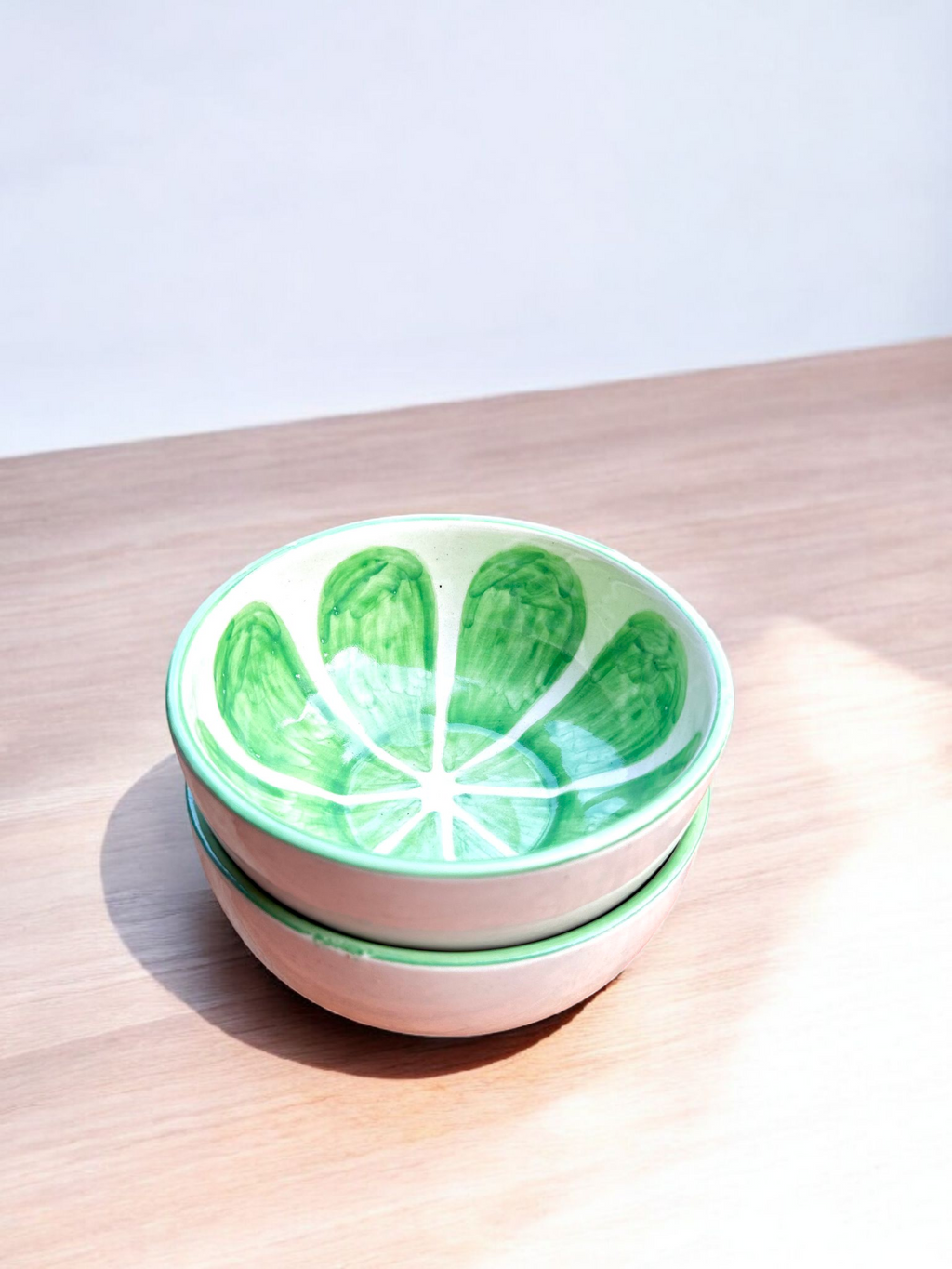 Green Citrus Handcrafted Ceramic Bowl Set (2Pc.)