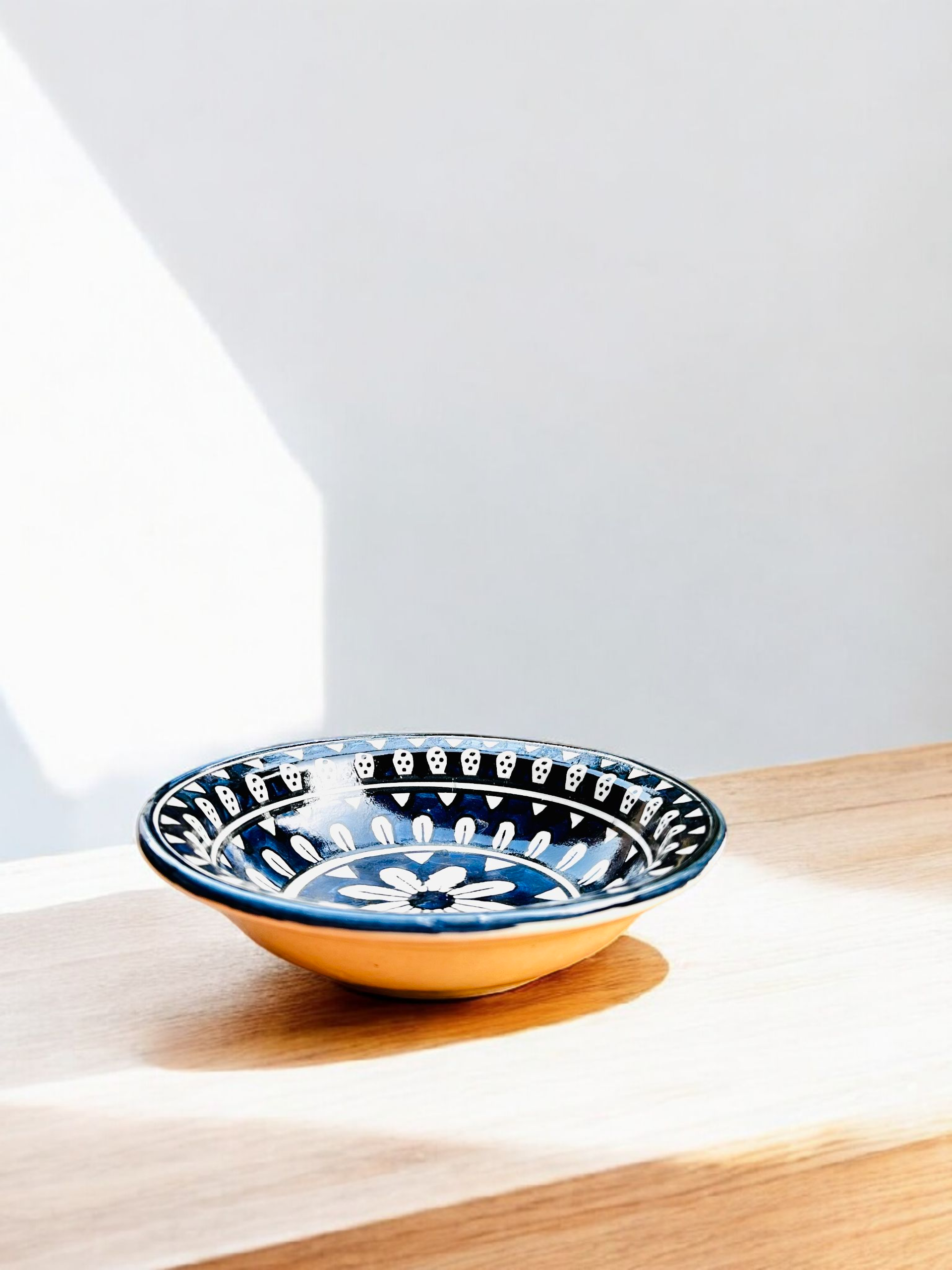 Teal Blue & White Floral Ceramic Pasta Plate (Set of 2)