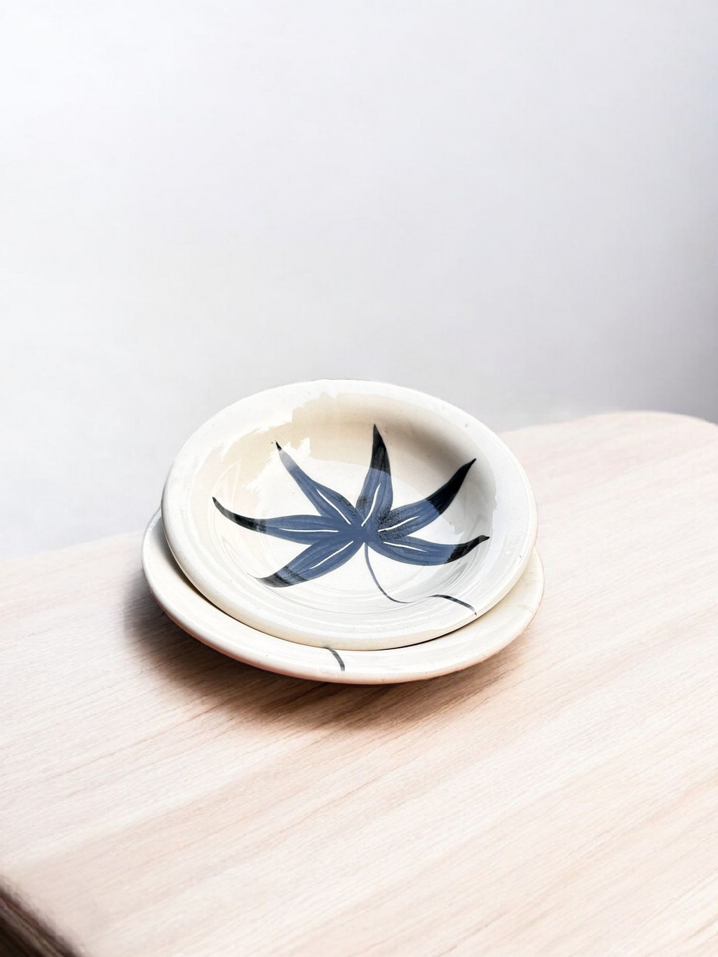 Blue Petal Handcrafted Ceramic Pasta Plate (Set of 2)