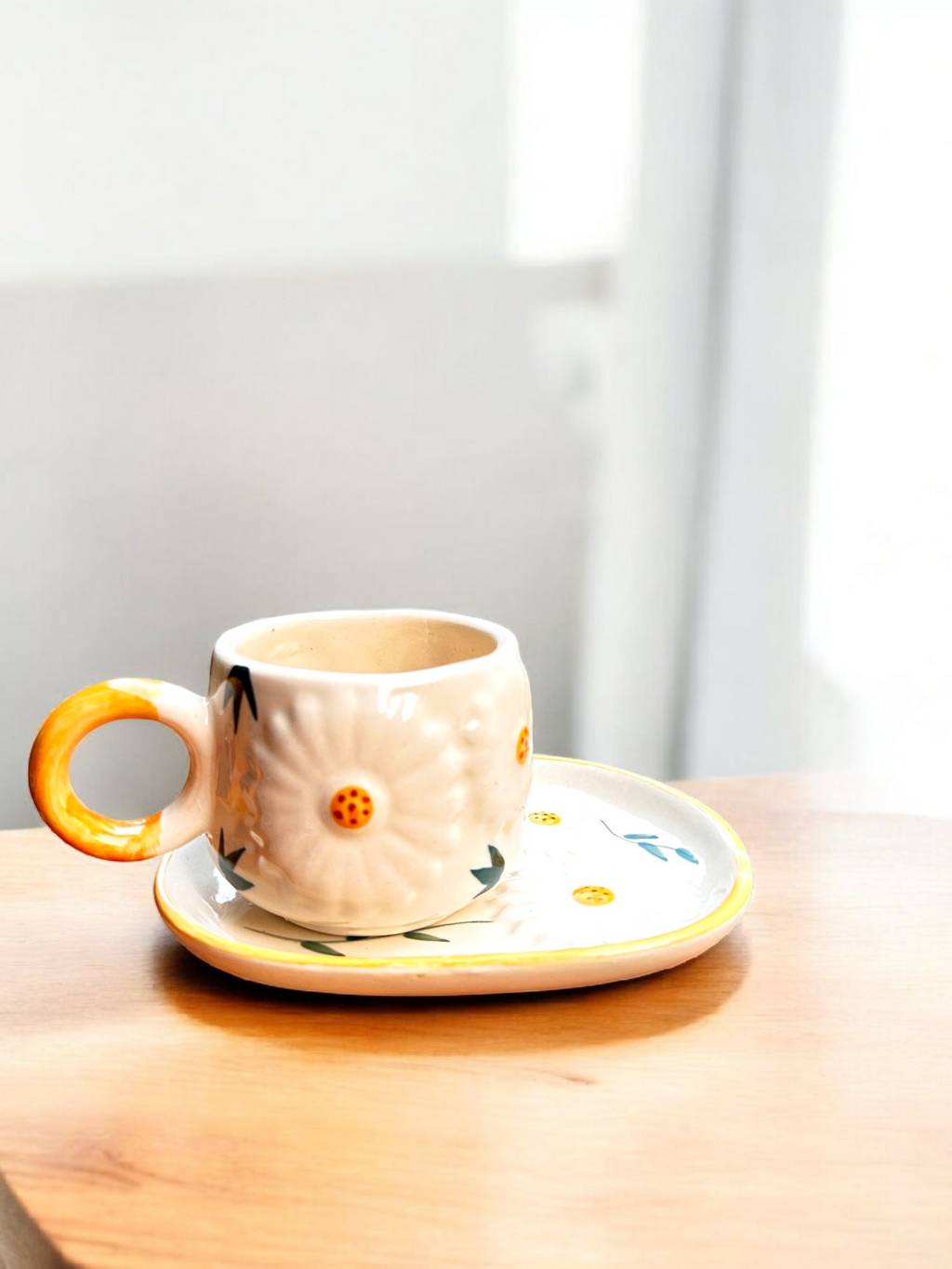 Sunny Bloom Ceramic Cup & Saucer Set
