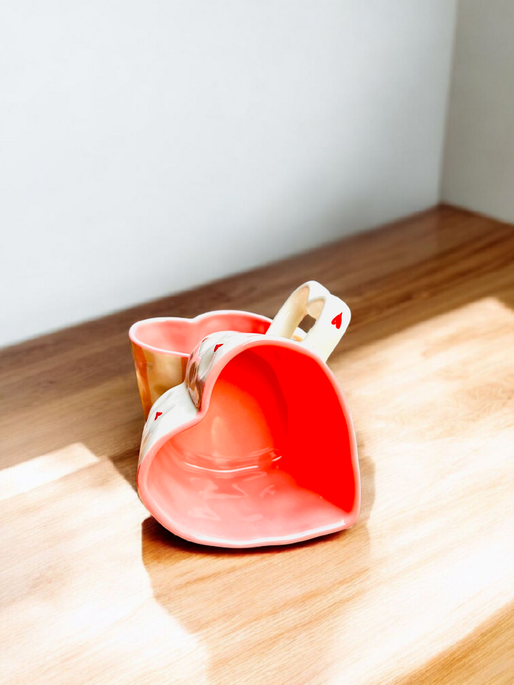 My Heart, Your Coffee— Handcrafted Heart-Shaped Ceramic Mug for Valentine's Day Gifting (1Pc.)