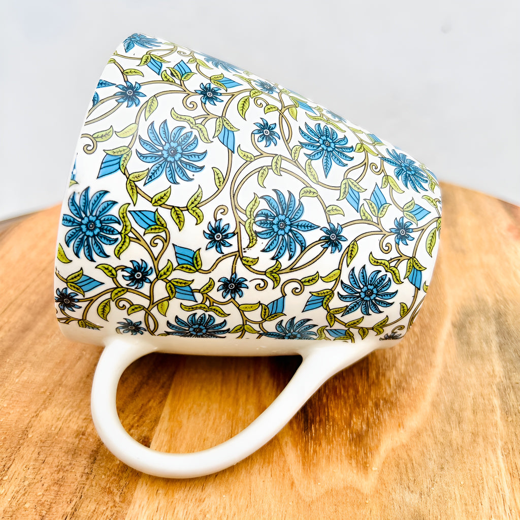Blue Blossom Floral Handcrafted Ceramic Mug Set