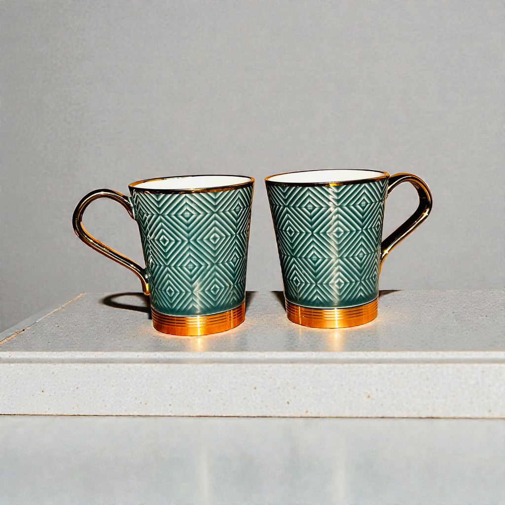 Teal Chevron Royale Mug (2-Piece)