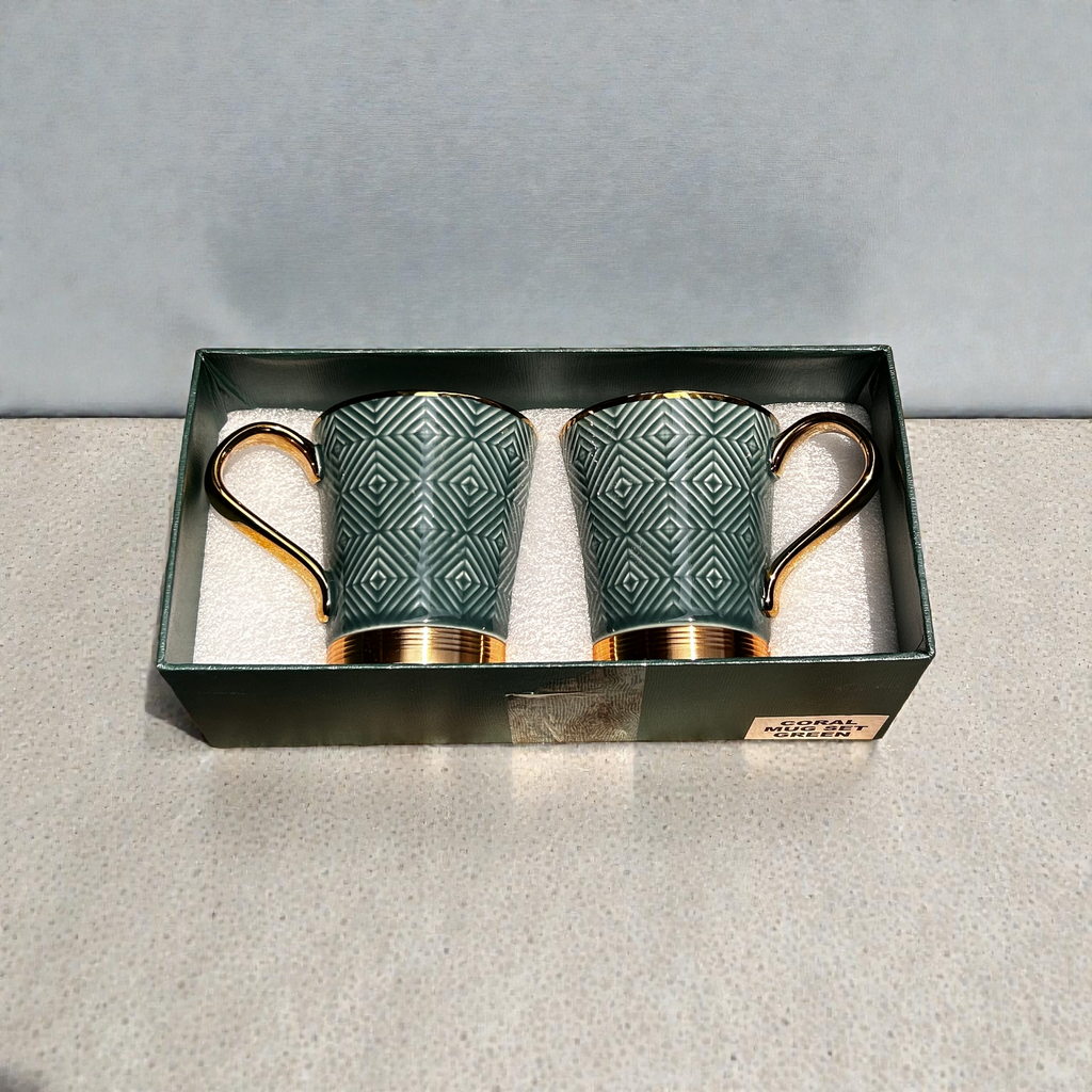 Teal Chevron Royale Mug (2-Piece)