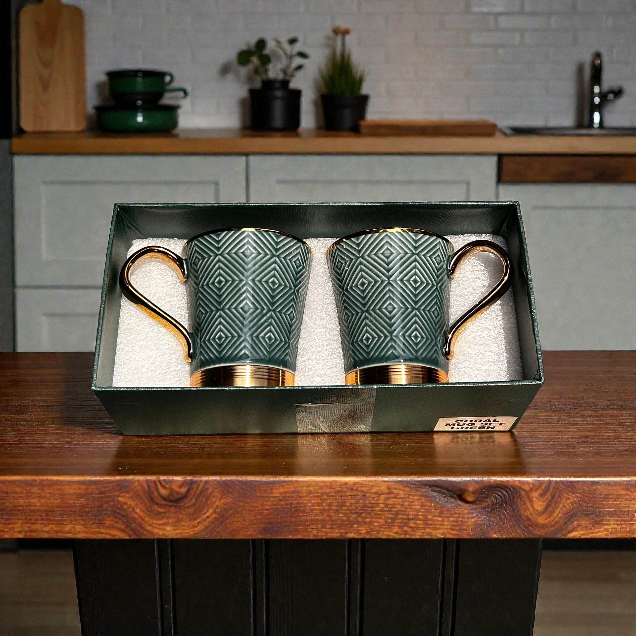 Teal Chevron Royale Mug (2-Piece)