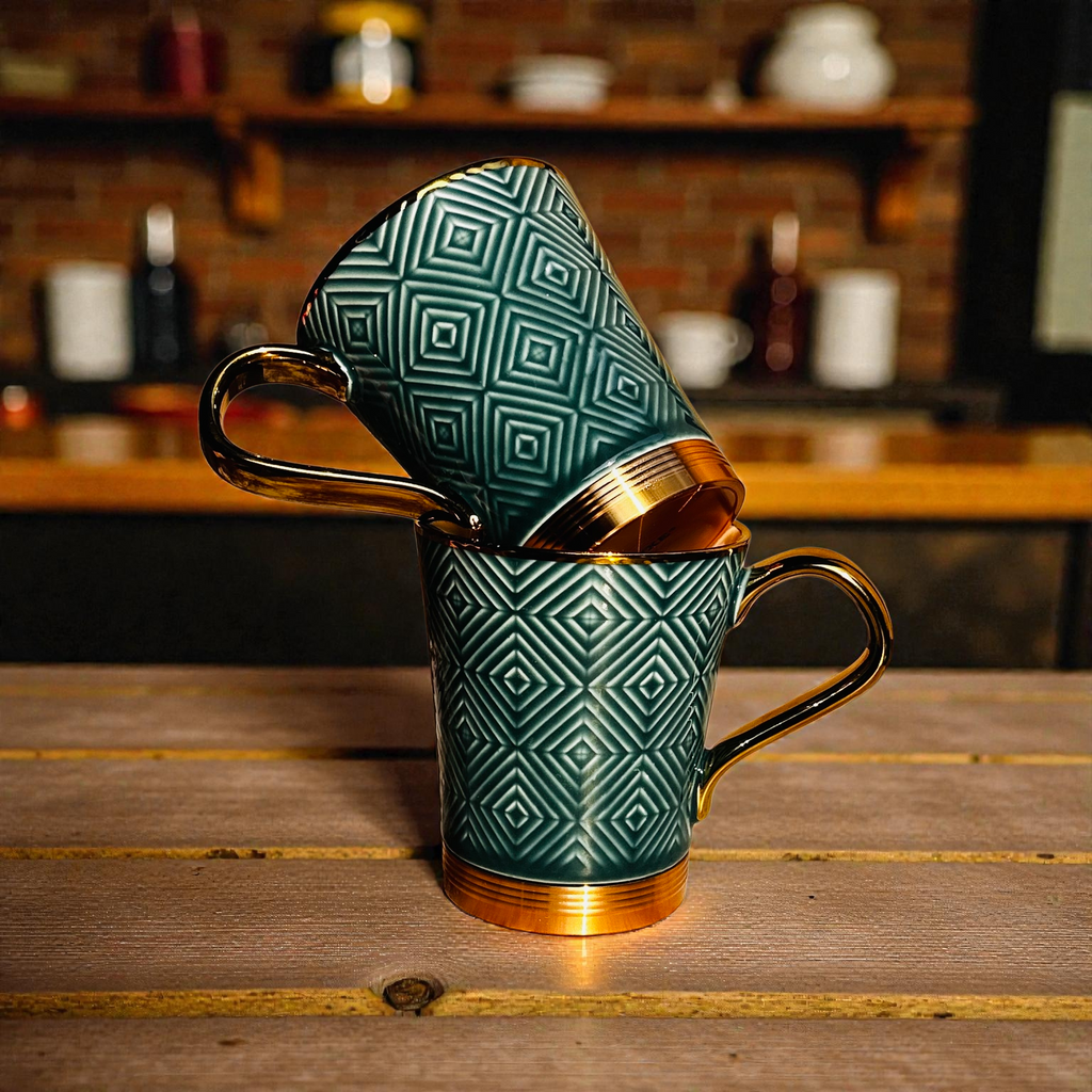Teal Chevron Royale Mug (2-Piece)