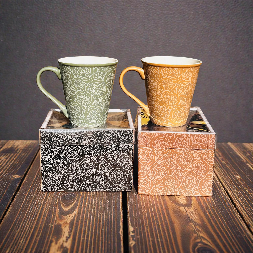 Verdant Handcrafted Ceramic Coffee Mug Set (Set of 2)
