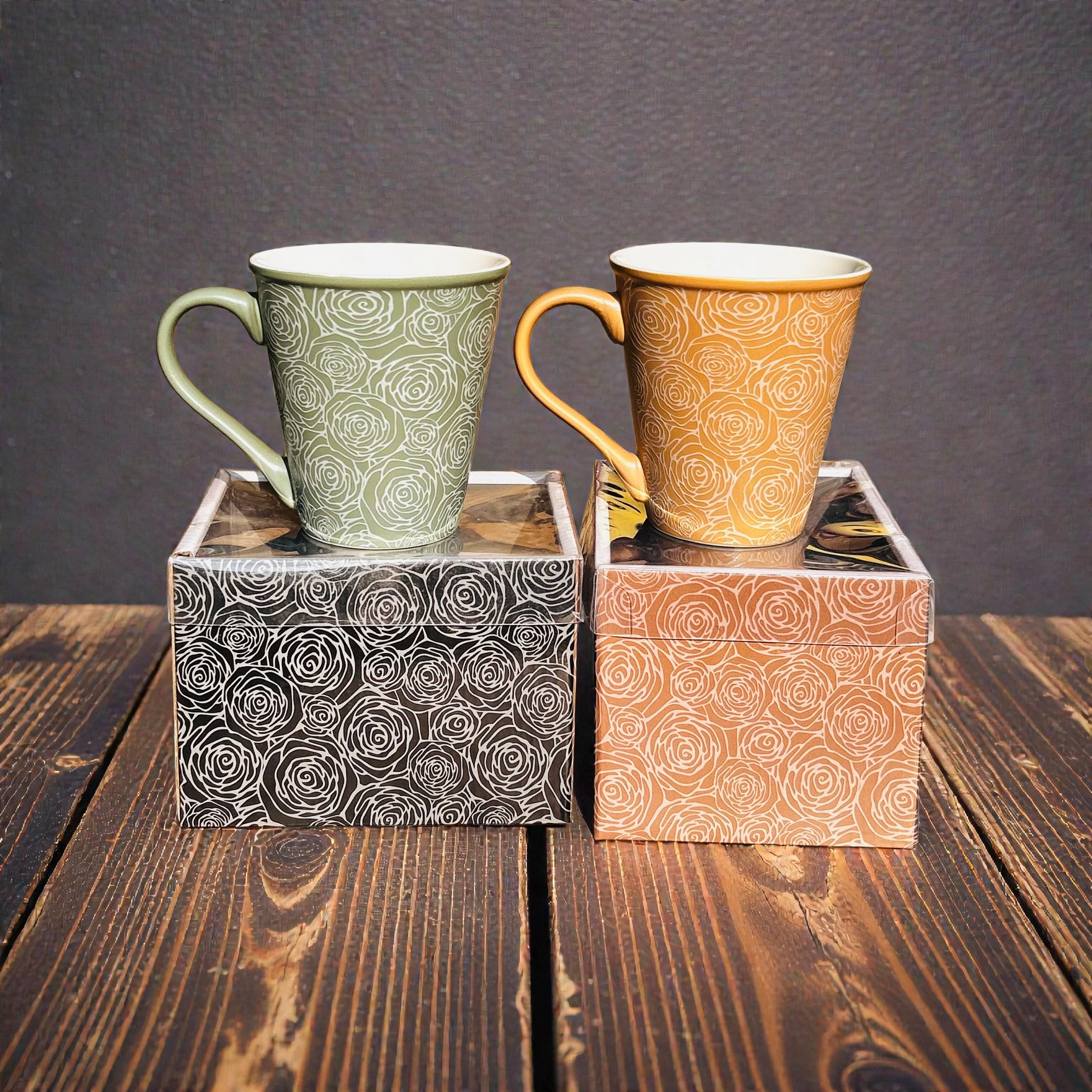 Verdant Handcrafted Ceramic Coffee Mug Set (Set of 2)