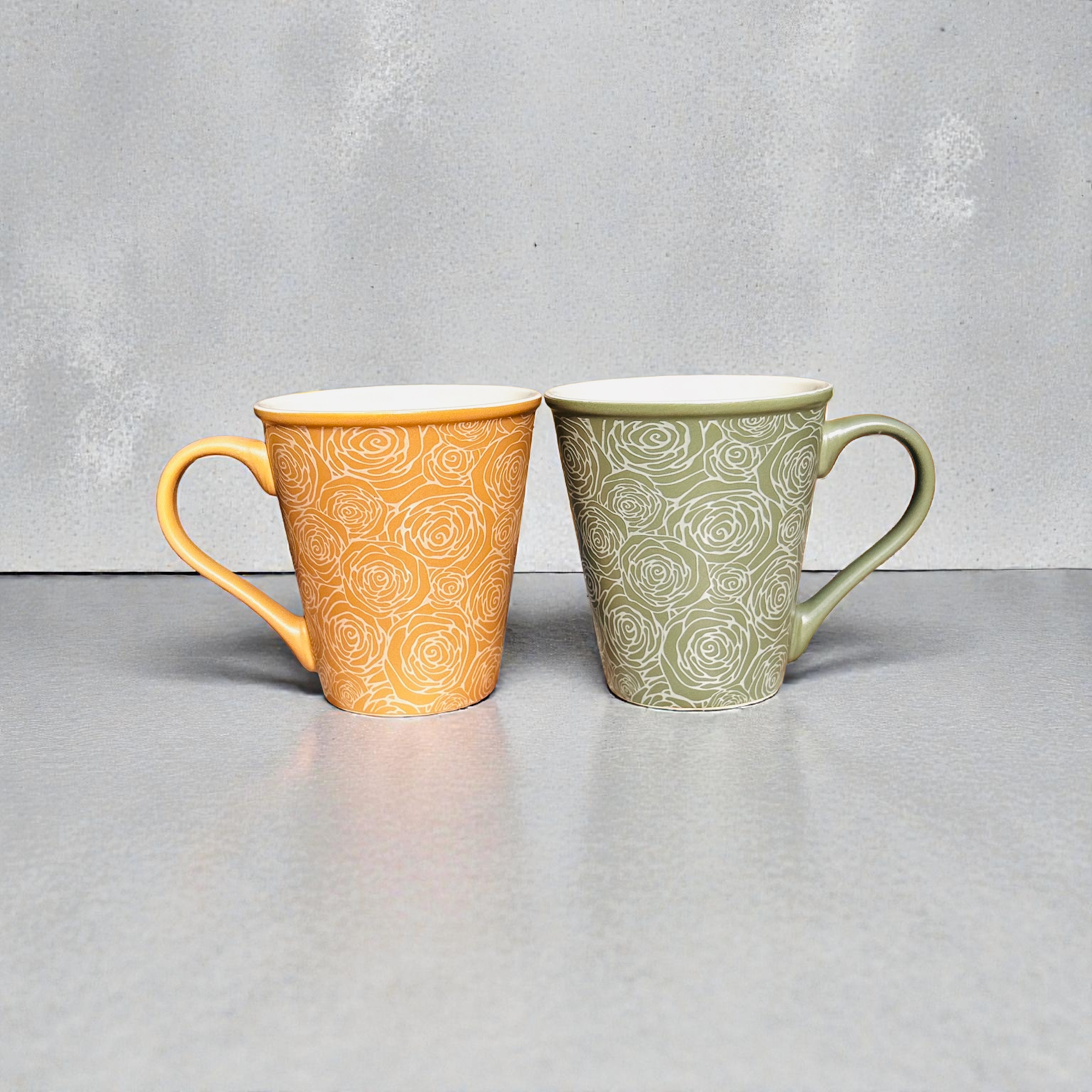 Verdant Rosette Royale Mug – Luxury Fine Porcelain Coffee & Tea Mug with Elegant Rose Pattern (1-Pc.)