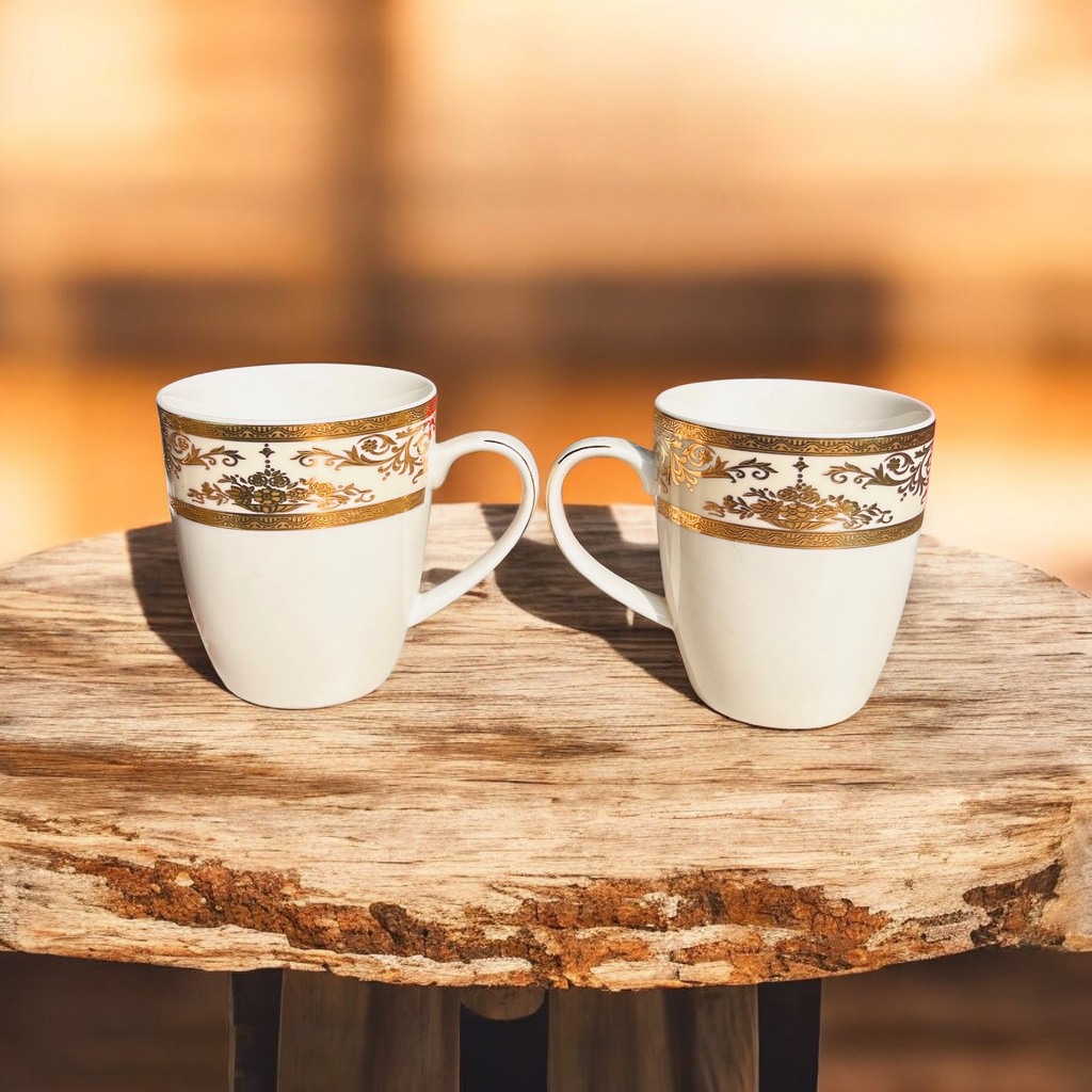 Royal Gold Accent Ceramic Mug Set (Set of 2)
