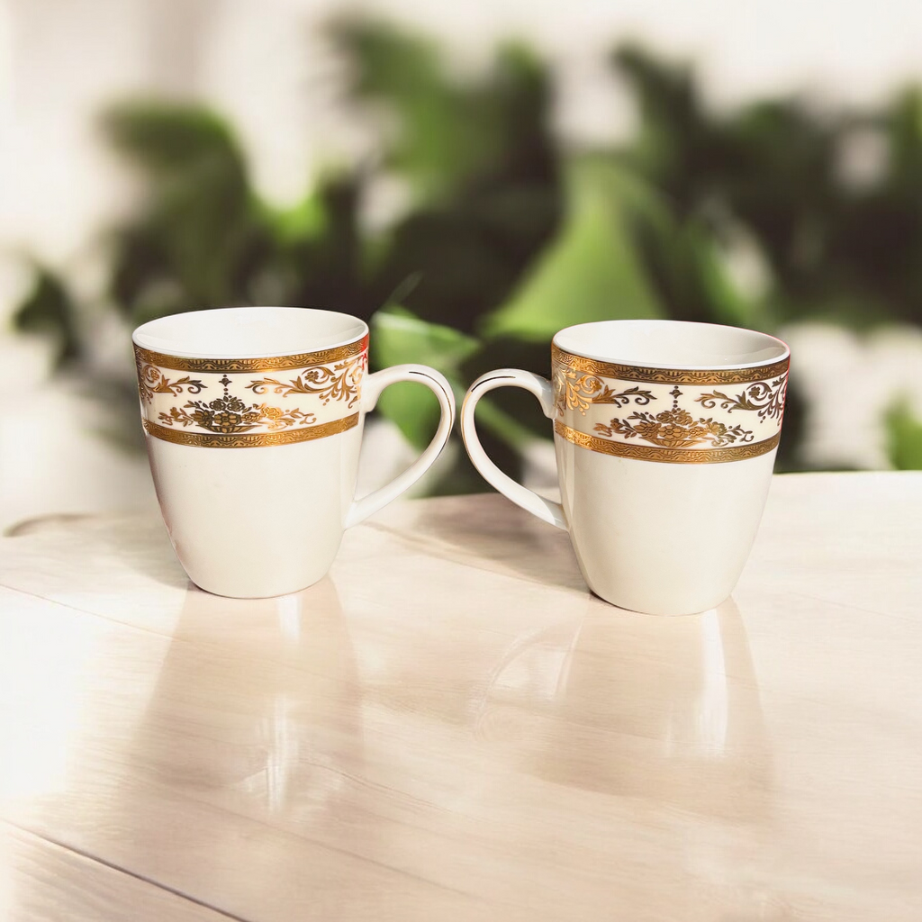 Royal Gold Accent Ceramic Mug Set (Set of 2)
