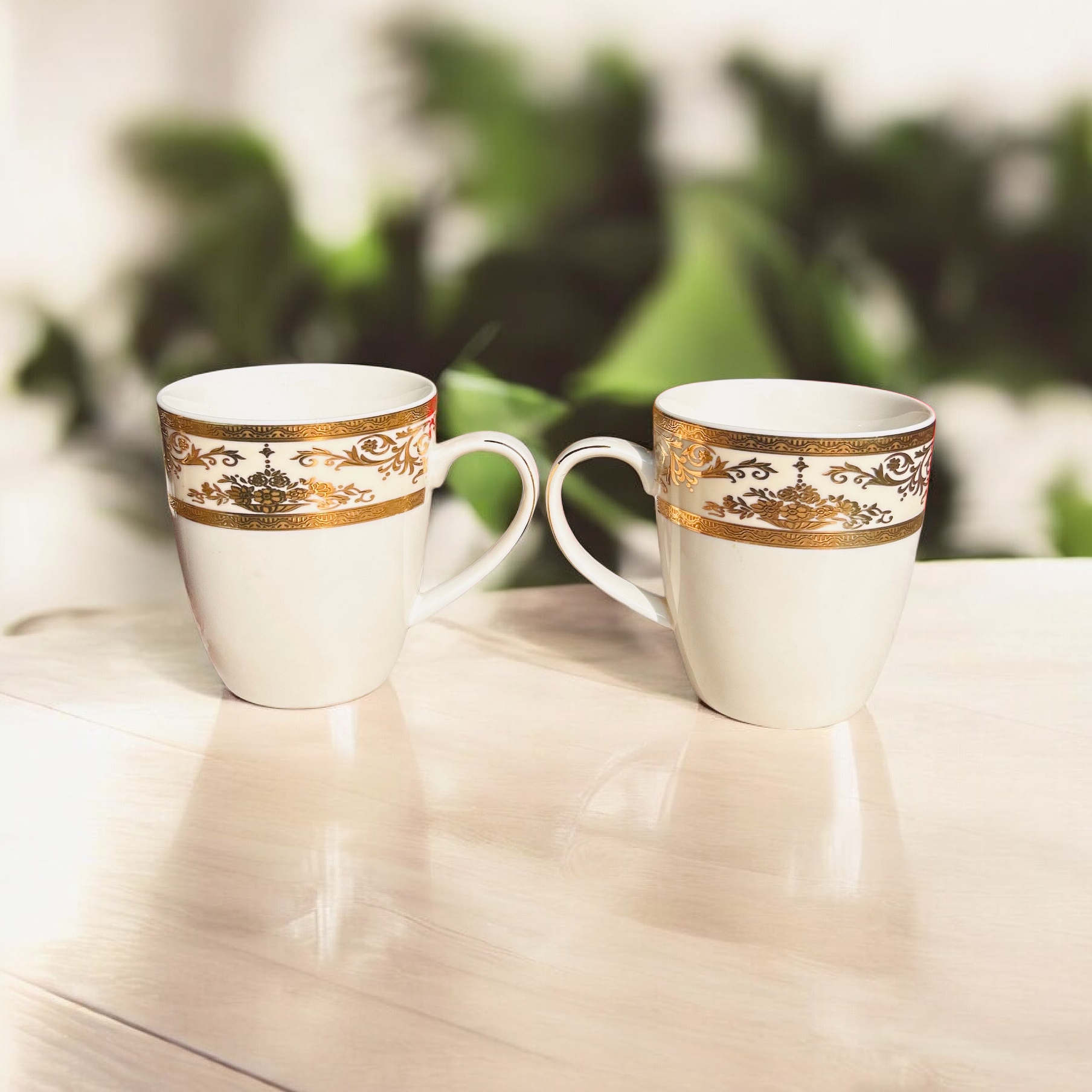 Royal Gold Accent Ceramic Mug Set (Set of 2)
