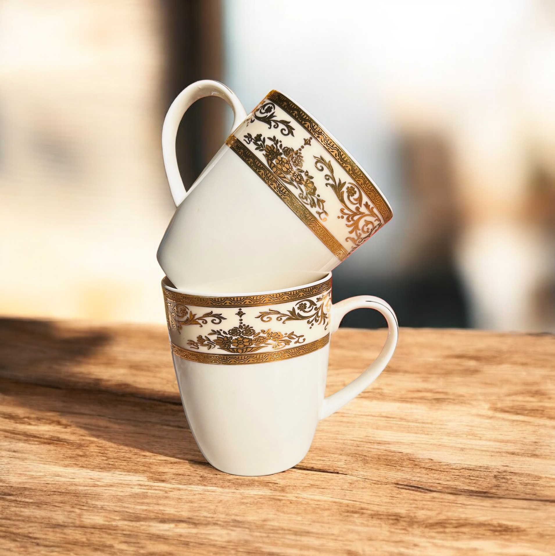 Royal Gold Accent Ceramic Mug Set (Set of 2)