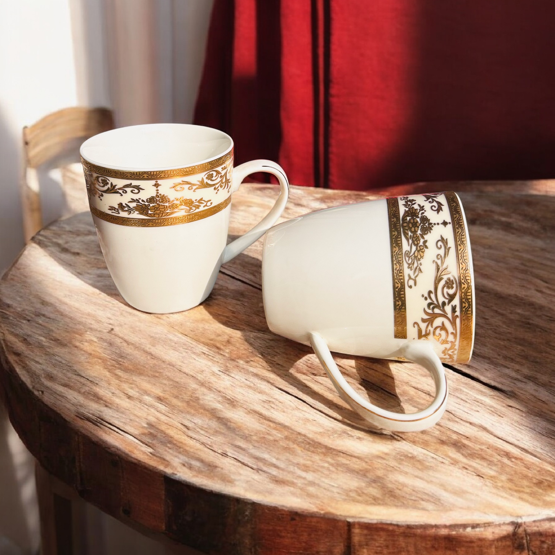 Royal Gold Accent Ceramic Mug Set (Set of 2)