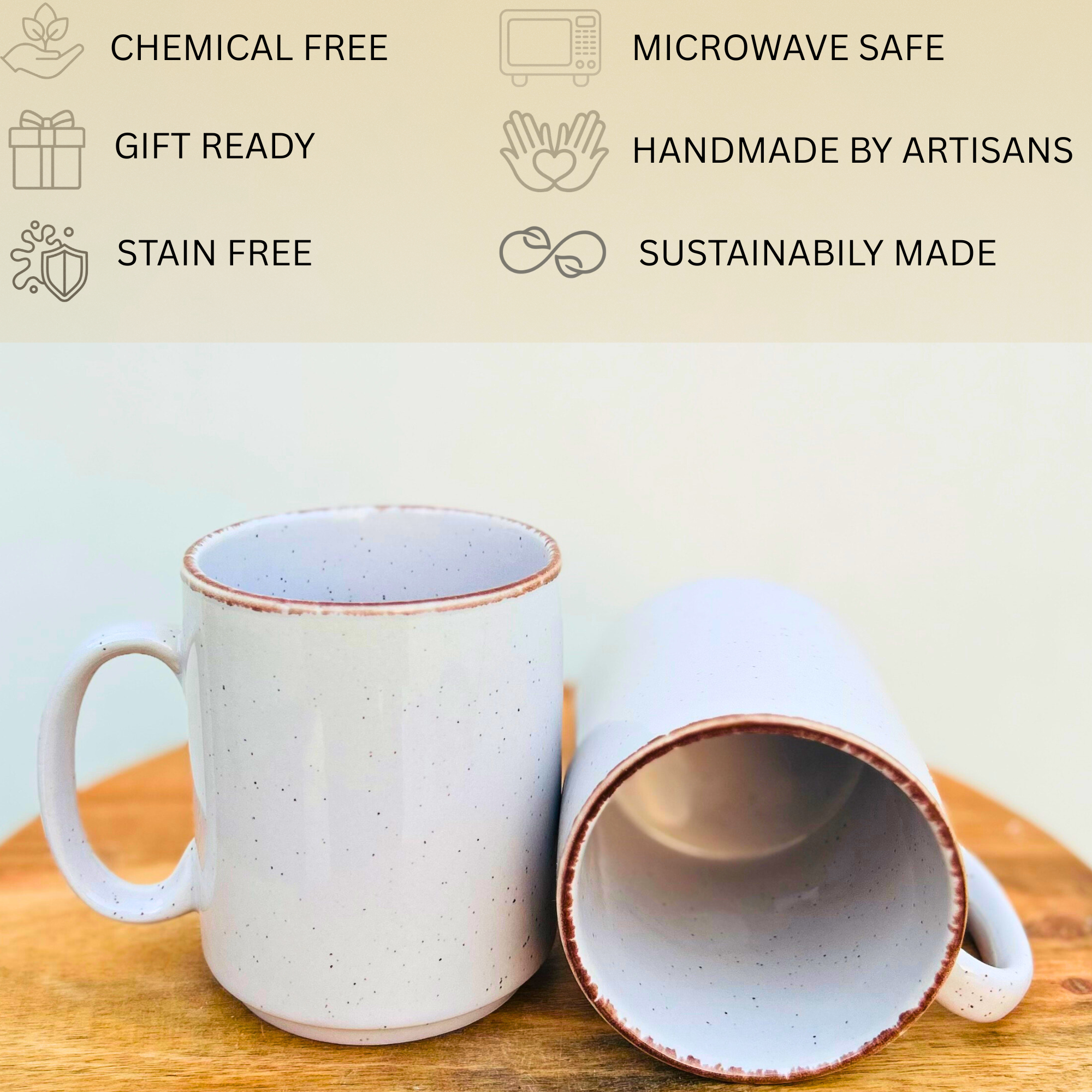 Grey Speckled, Brown rim Glossy Tea/Coffee Mug