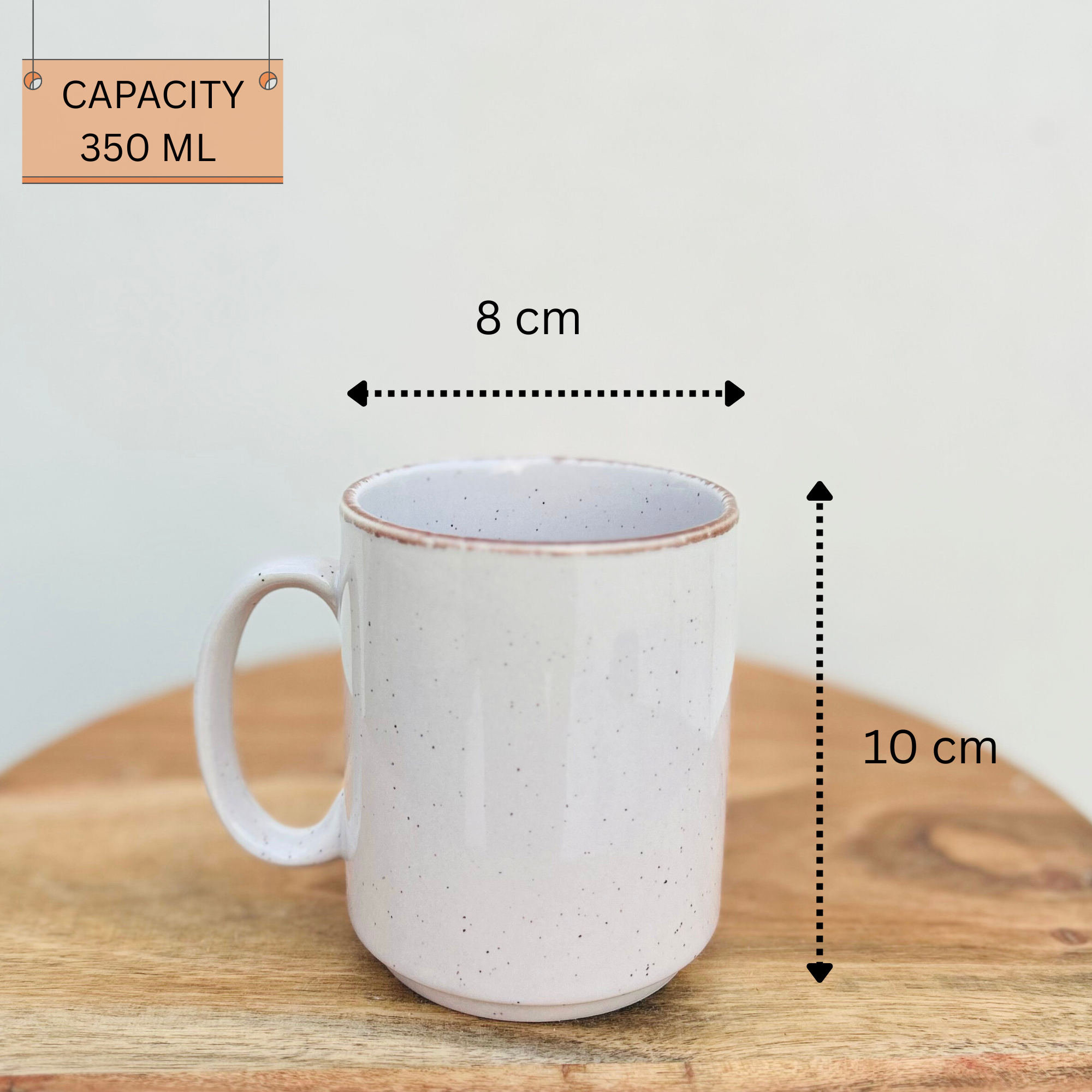 Grey Speckled, Brown rim Glossy Tea/Coffee Mug