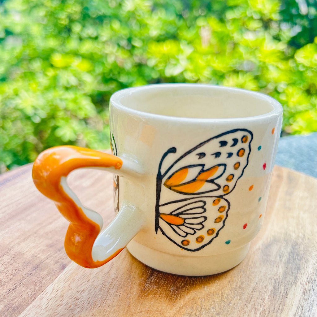 Cream Mustard with Butterfly & Heart Handle