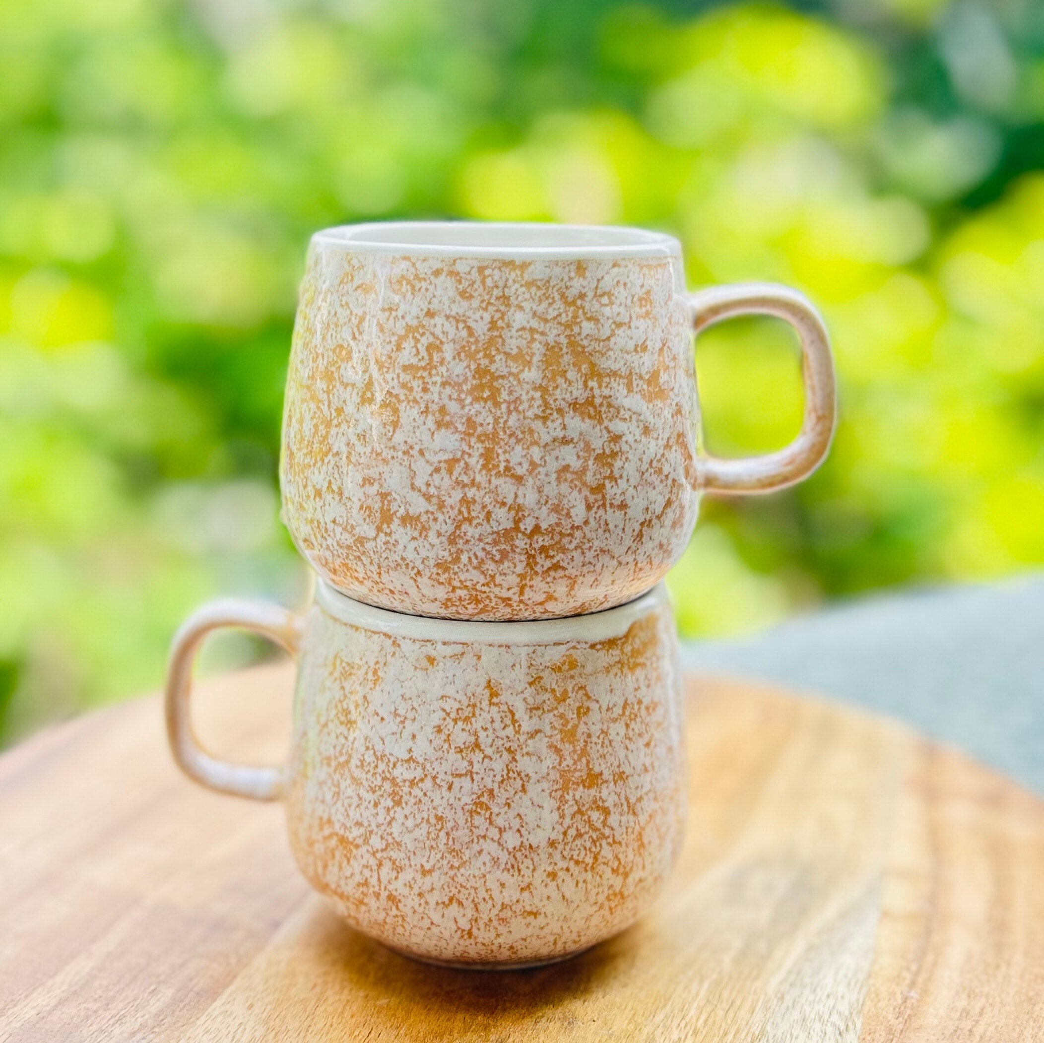 White & Peach Speckled Glossy Coffee/Tea Mug 300 ml