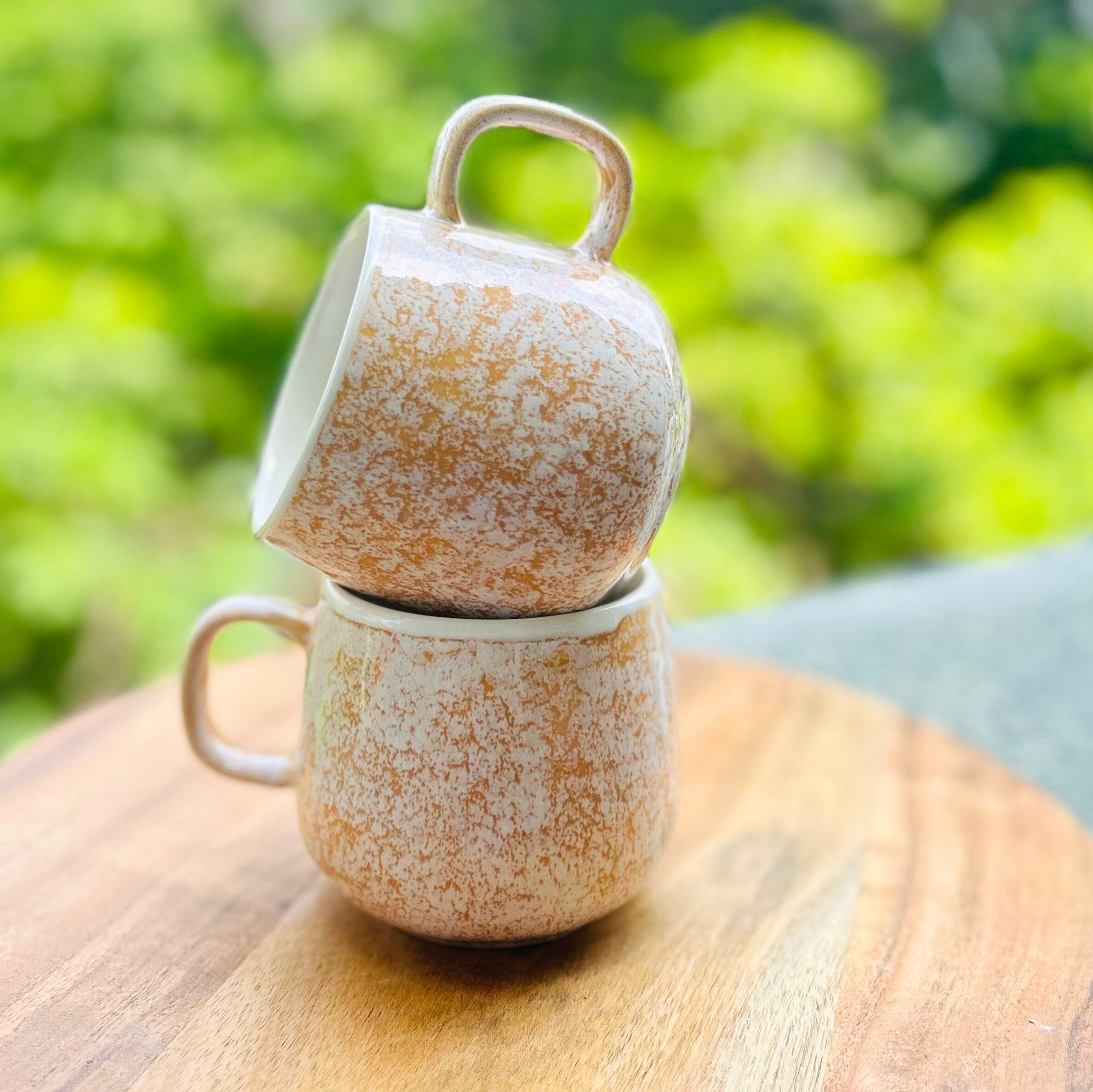 White & Peach Speckled Glossy Coffee/Tea Mug 300 ml
