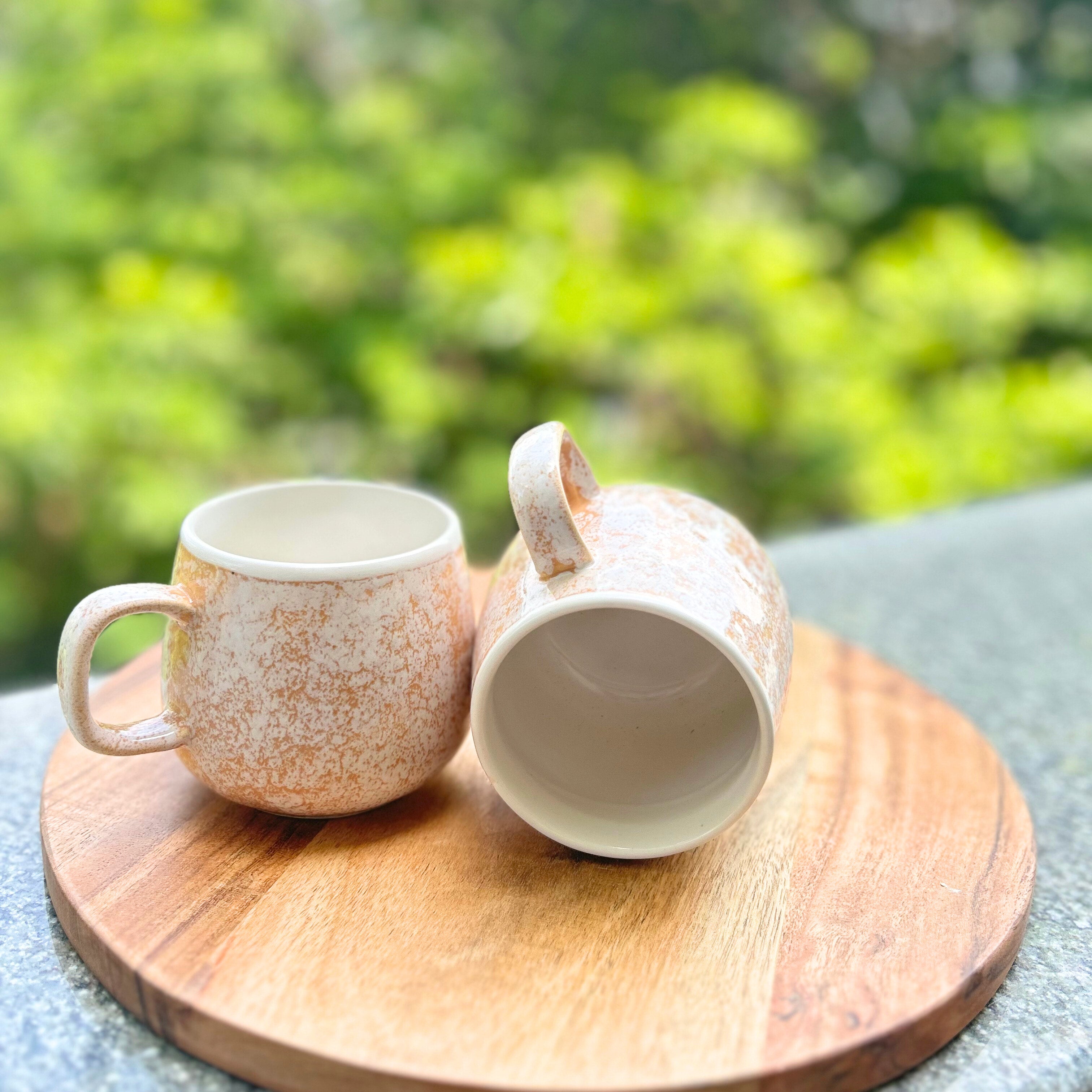 White & Peach Speckled Glossy Coffee/Tea Mug 300 ml