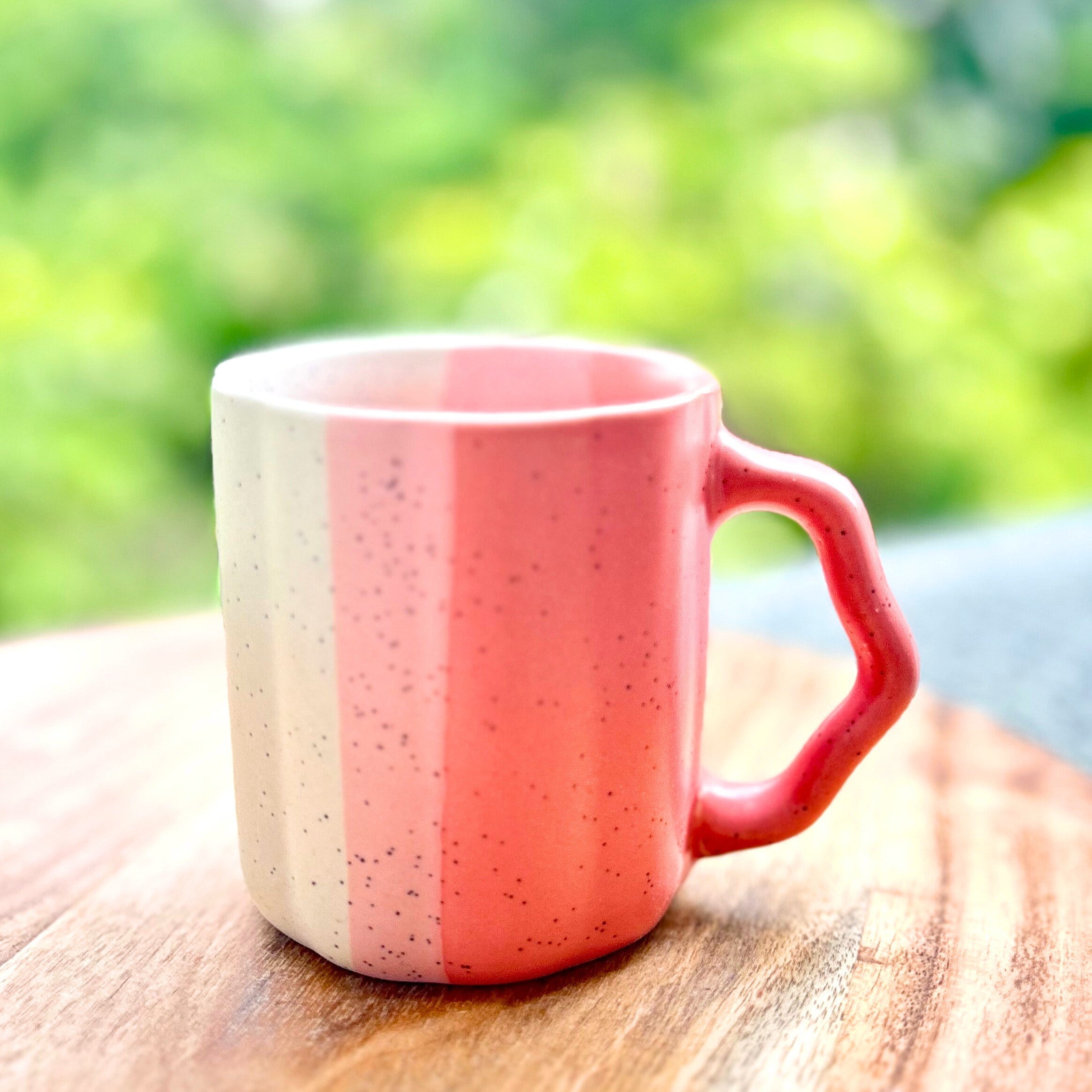 Pink & White Dual-Tone Coffee/Tea Cup with Designer Handle