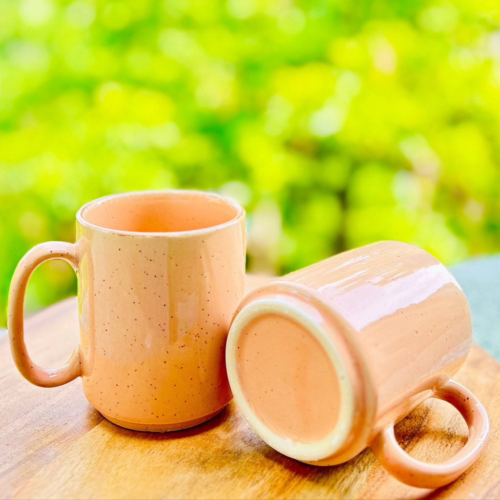 Pink Speckled, Brown Rim Coffee/Tea Mug