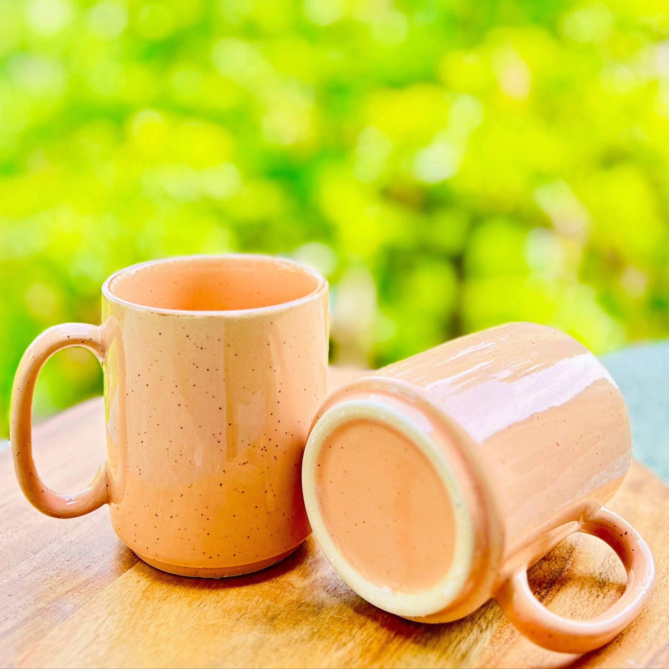 Pink Speckled, Brown Rim Coffee/Tea Mug