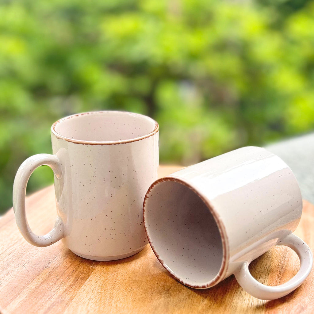 Grey Speckled, Brown rim Glossy Tea/Coffee Mug