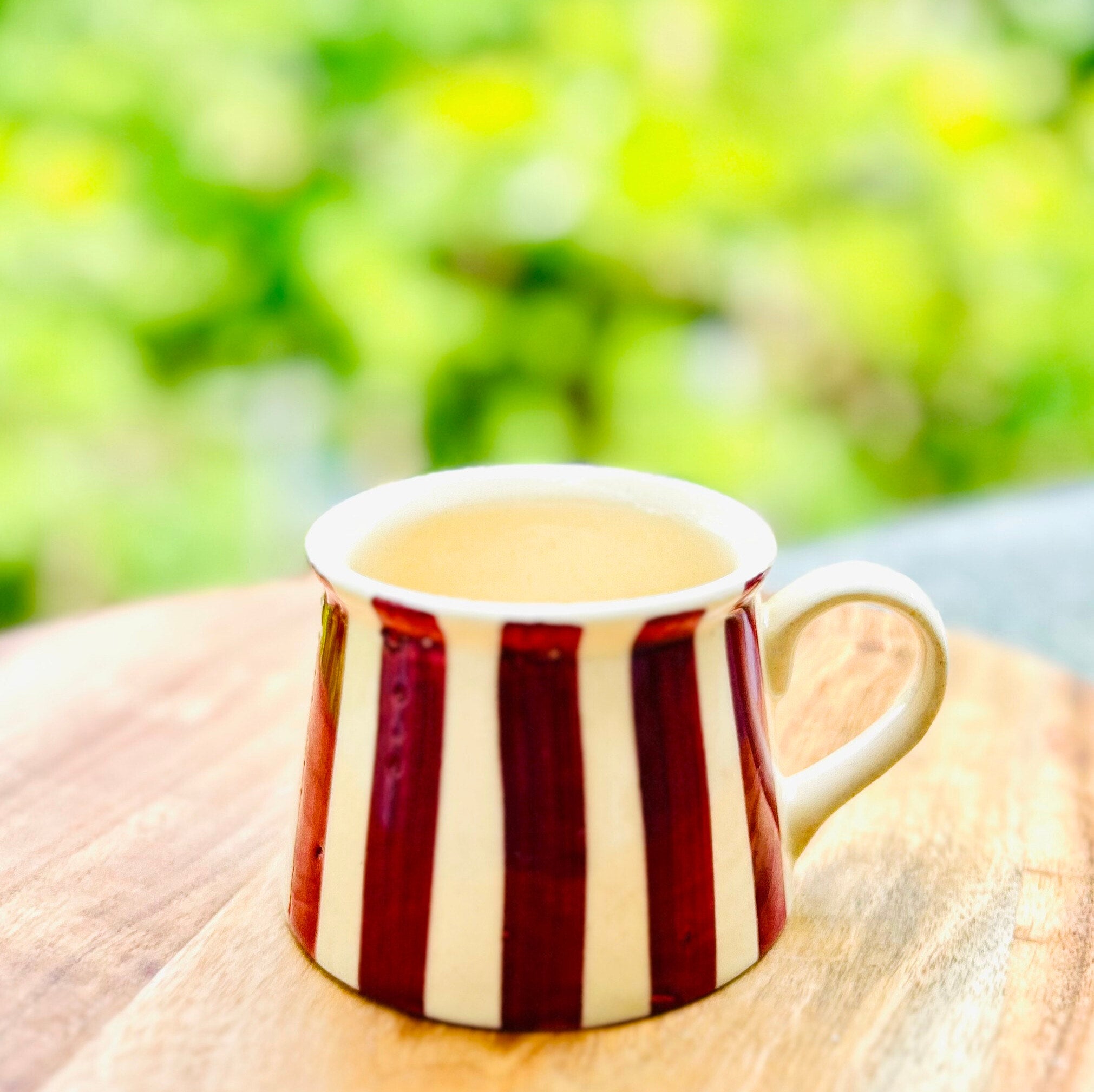 Cream with Maroon Stripes Glossy Hand Painted Coffee/Tea Mug 200 ml