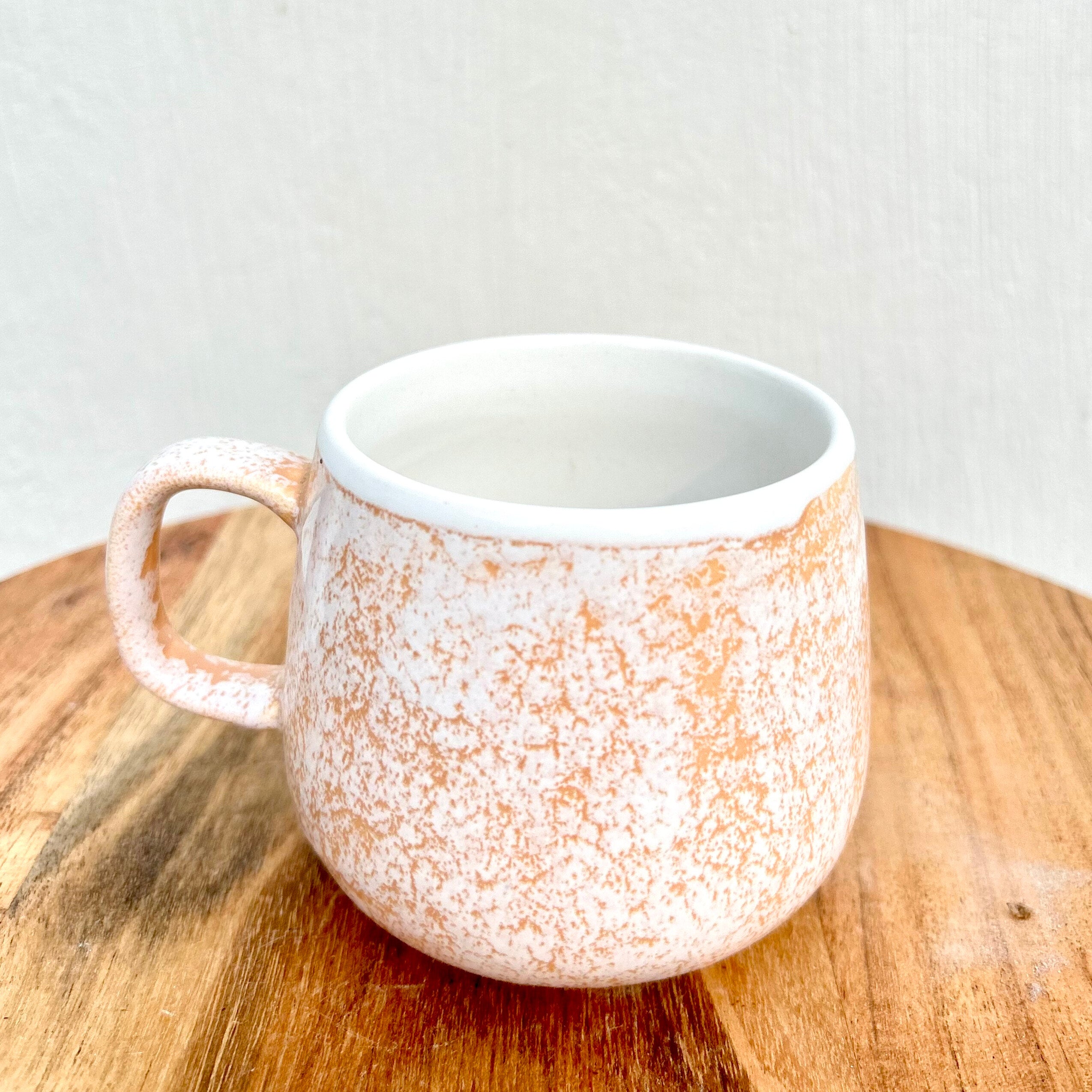 White & Peach Speckled Glossy Coffee/Tea Mug 300 ml