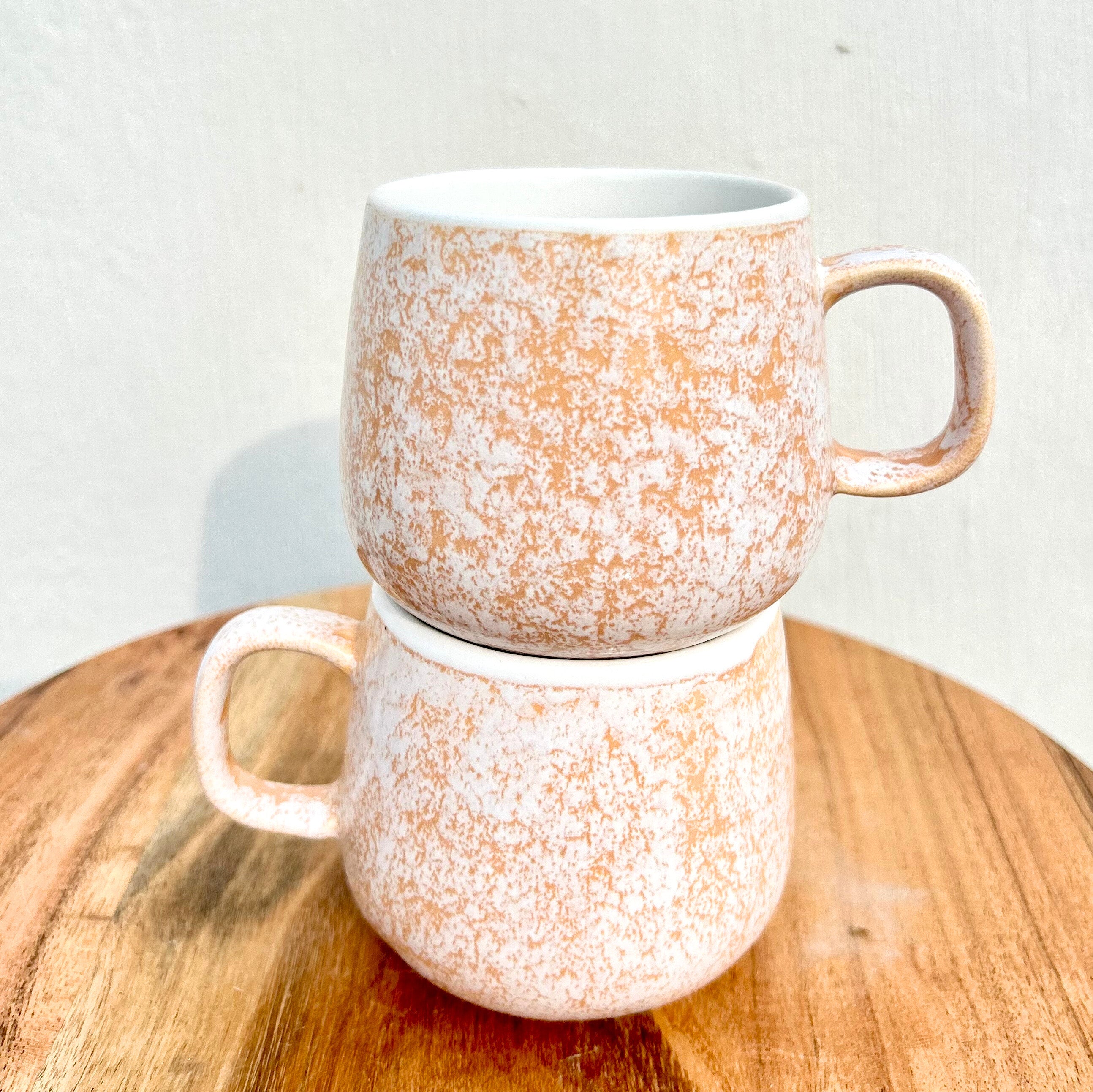 White & Peach Speckled Glossy Coffee/Tea Mug 300 ml