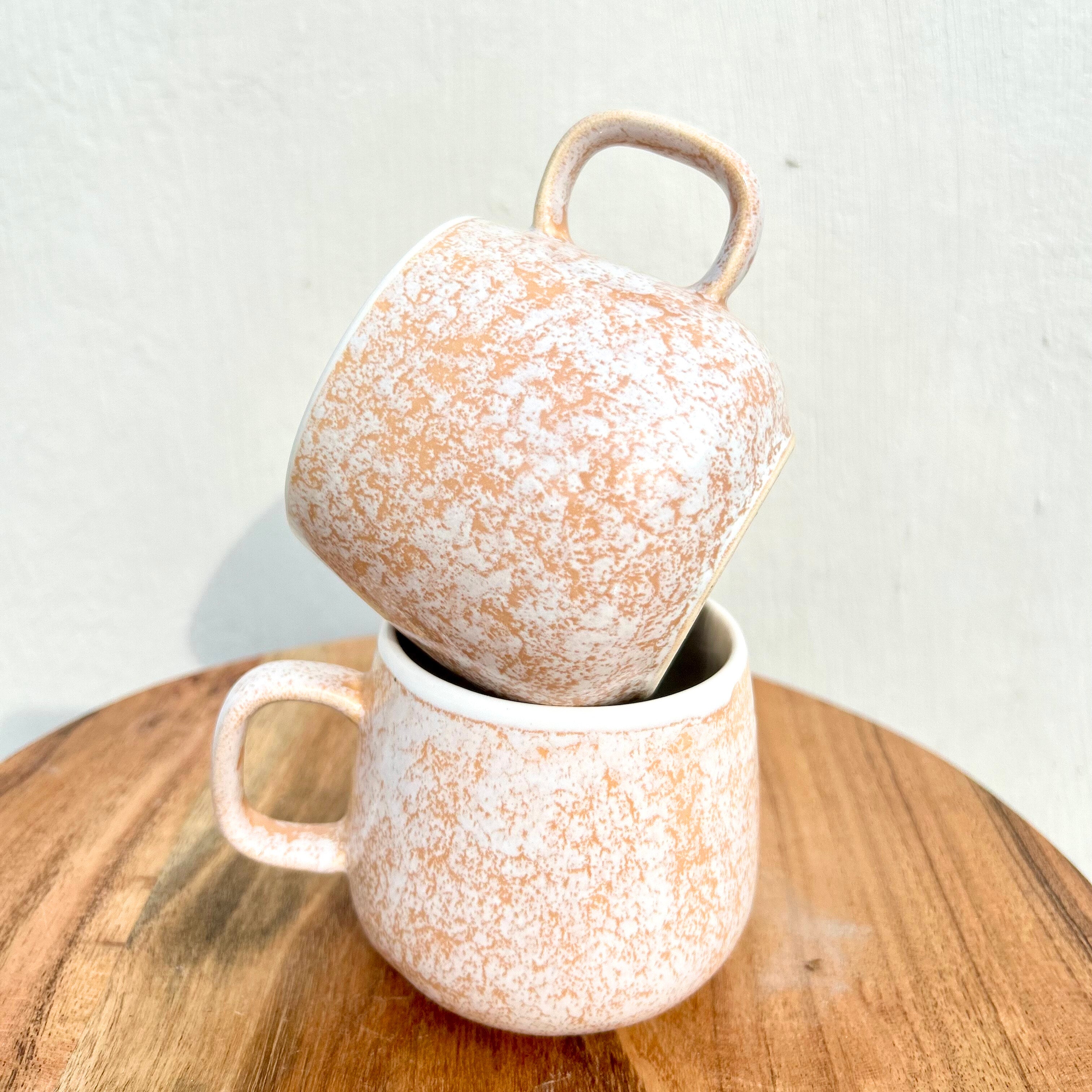 White & Peach Speckled Glossy Coffee/Tea Mug 300 ml