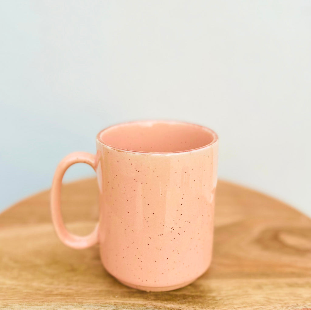 Pink Speckled, Brown Rim Coffee/Tea Mug