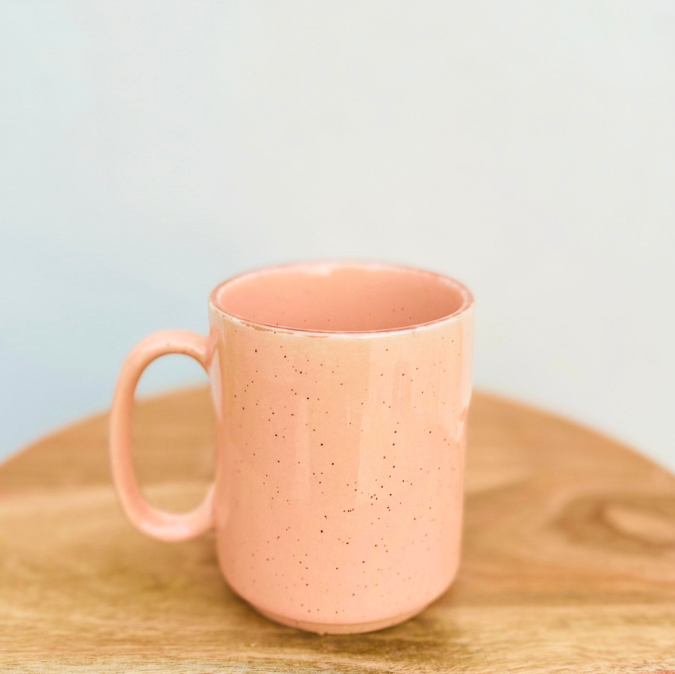 Pink Speckled, Brown Rim Coffee/Tea Mug