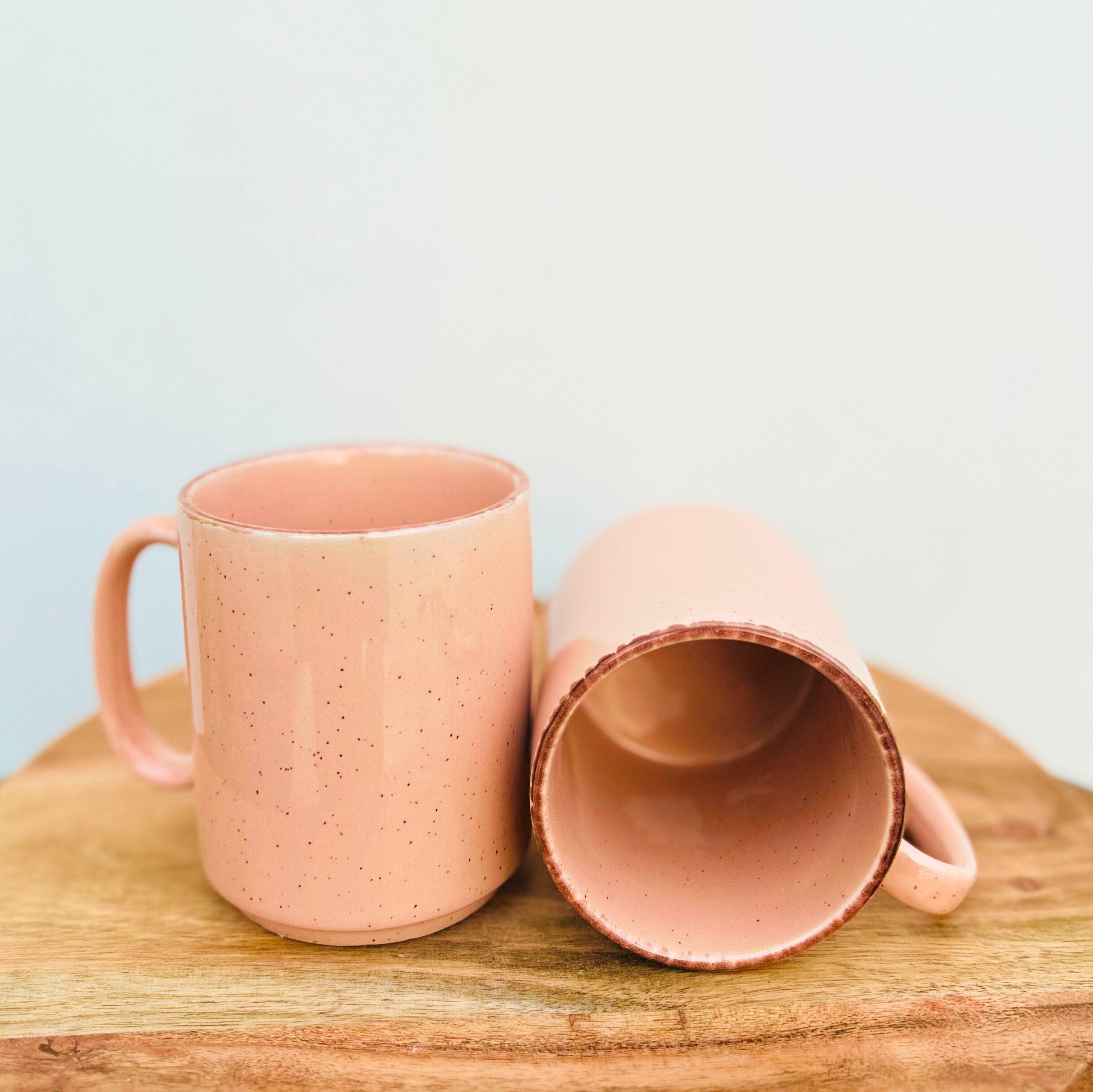 Pink Speckled, Brown Rim Coffee/Tea Mug