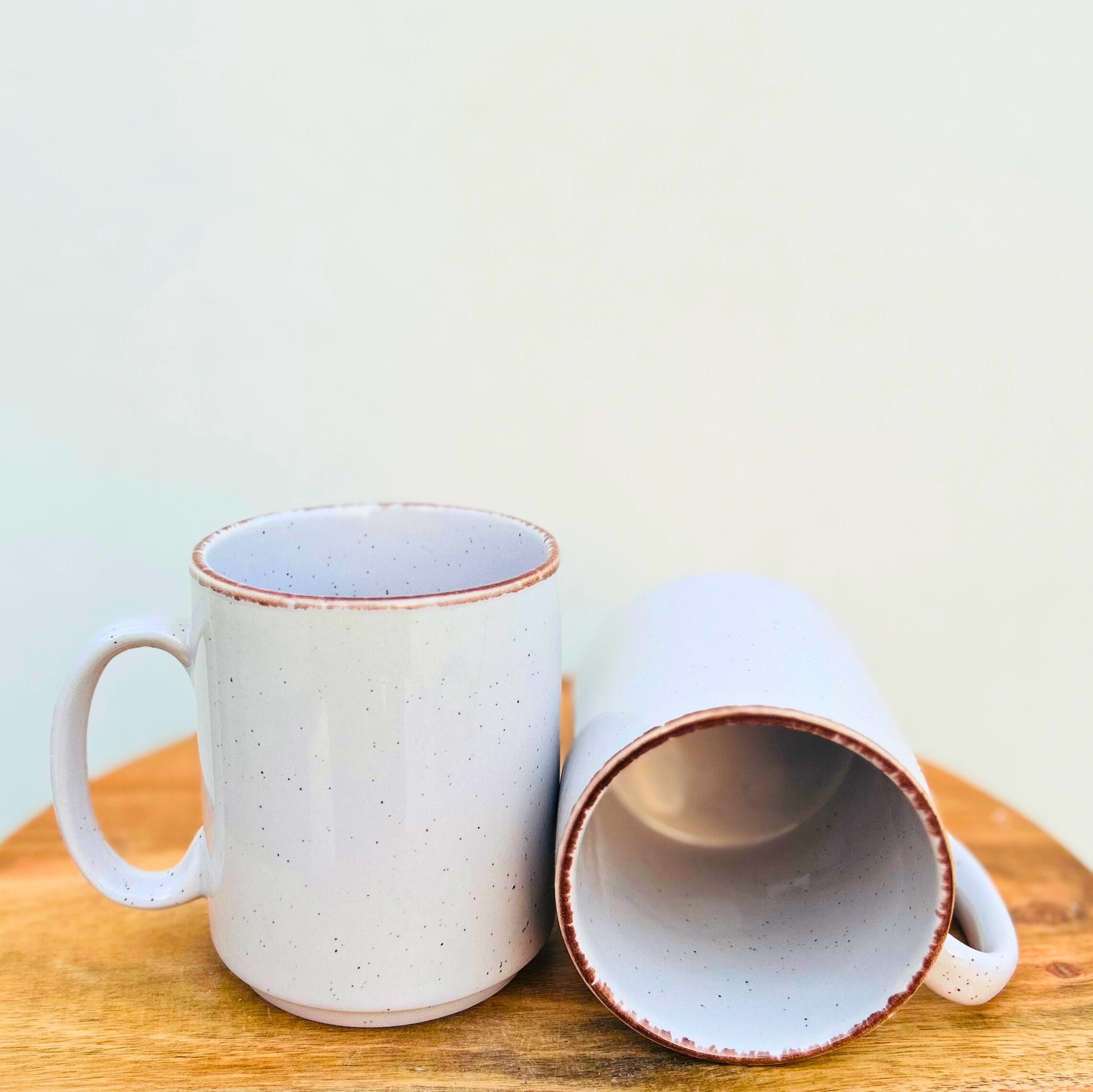 Grey Speckled, Brown rim Glossy Tea/Coffee Mug