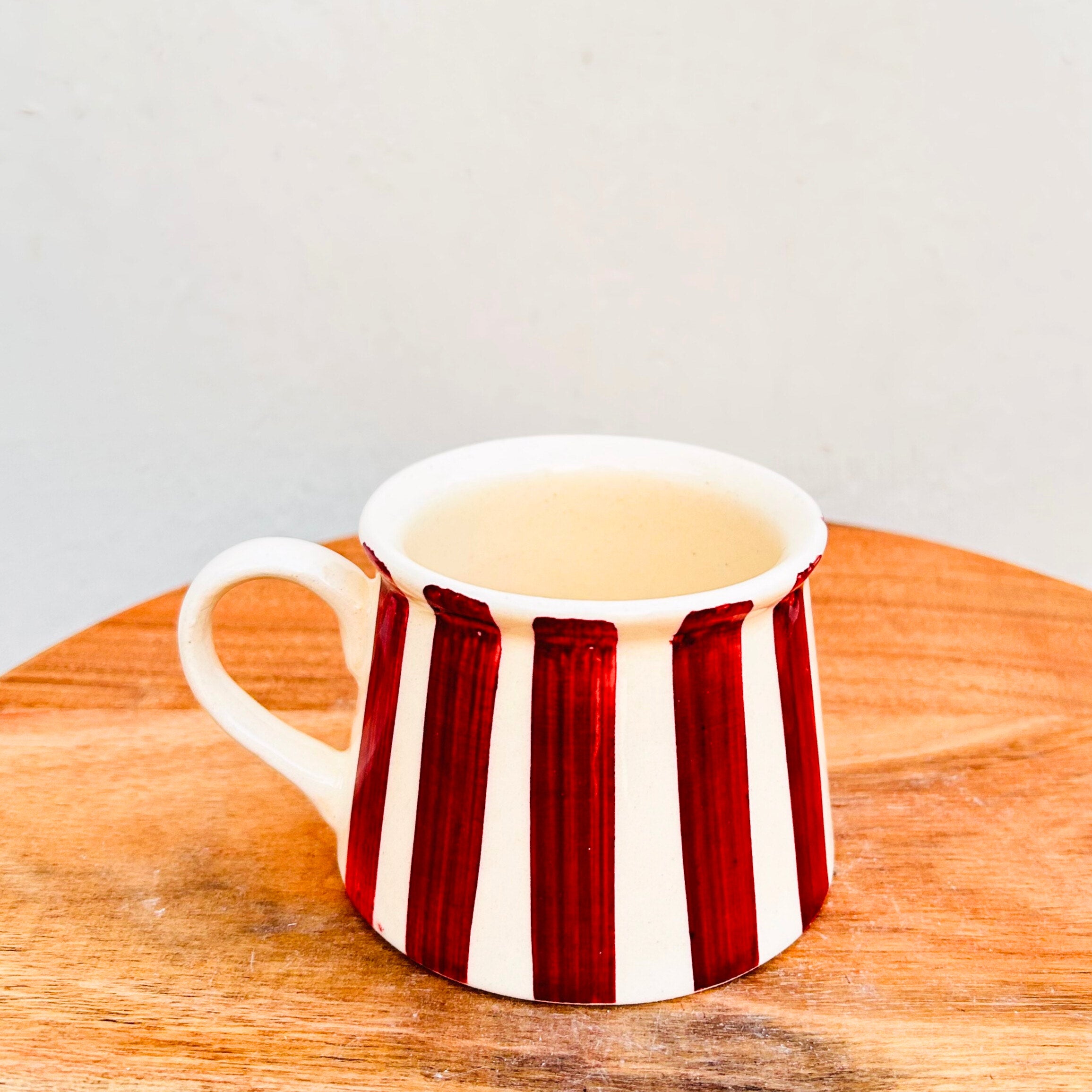 Cream with Maroon Stripes Glossy Hand Painted Coffee/Tea Mug 200 ml