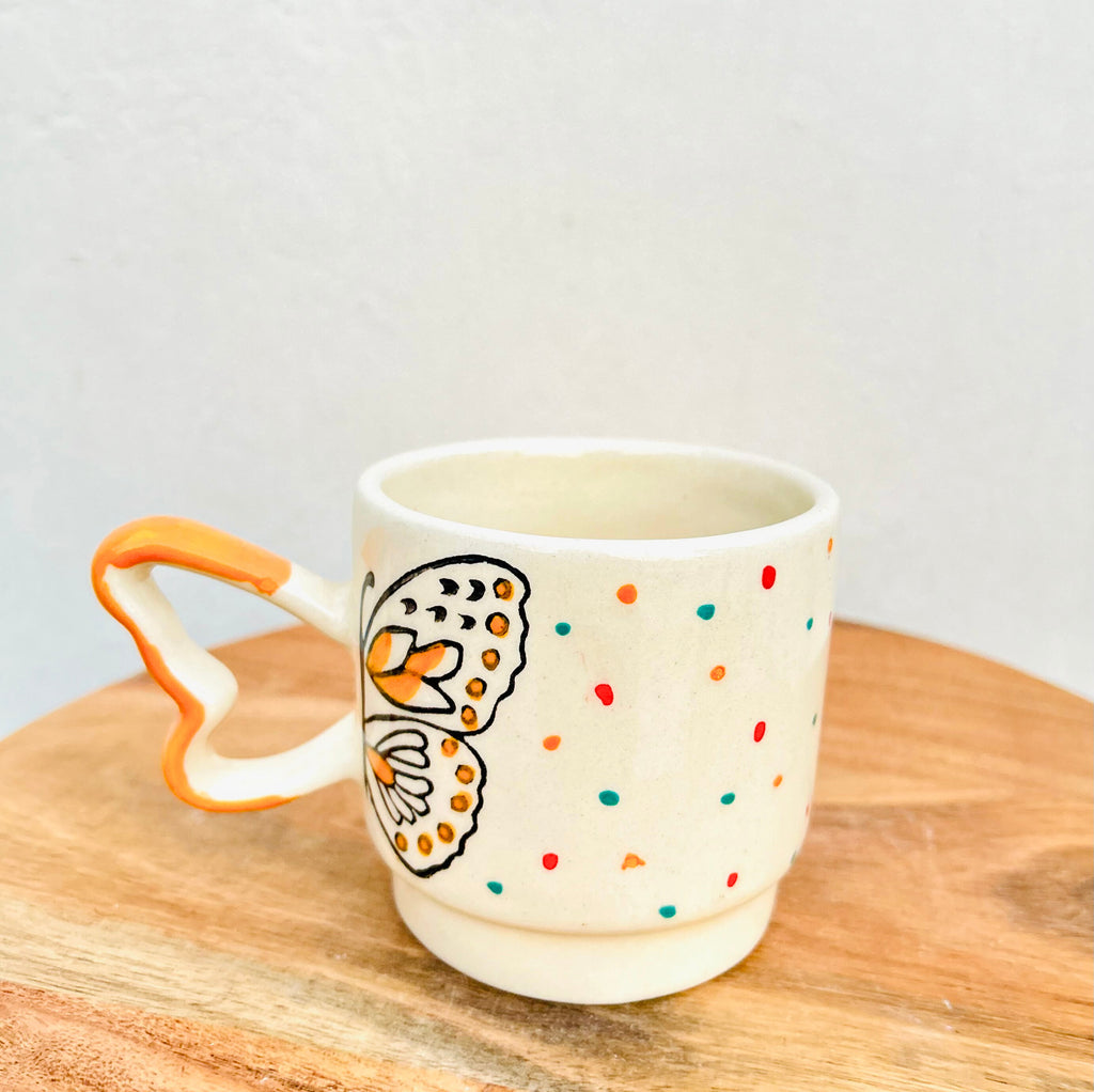 Cream Mustard with Butterfly & Heart Handle