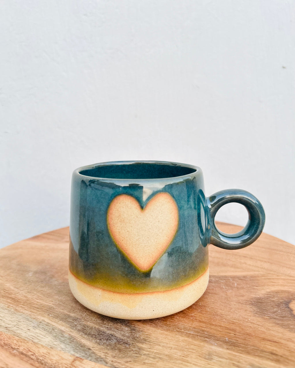 Green & Beige Heart Design Coffee/Tea Mug 300 ml