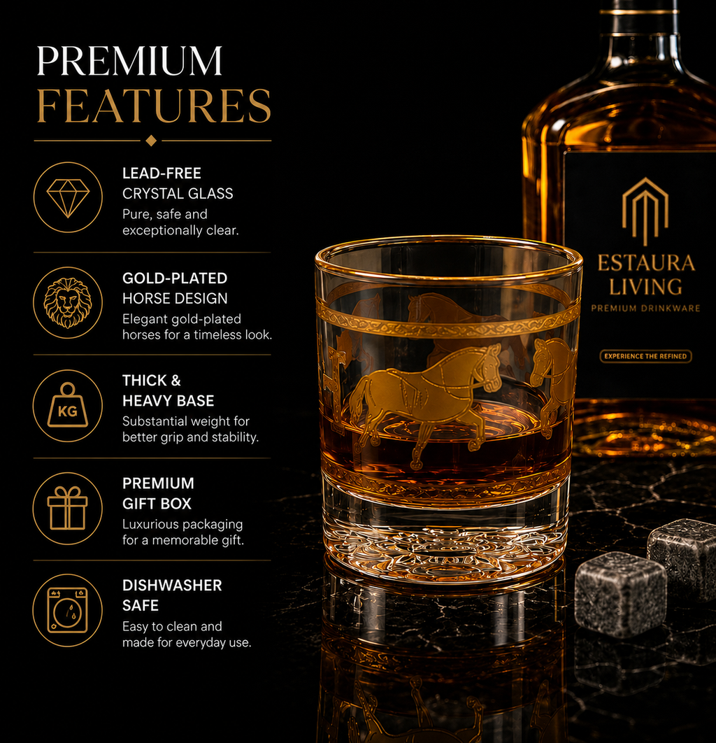 Royal Sovereign 24K Gold Swarovski Crystal Whisky Glass Set (4 Pieces)-Turkey Crystalite Collection