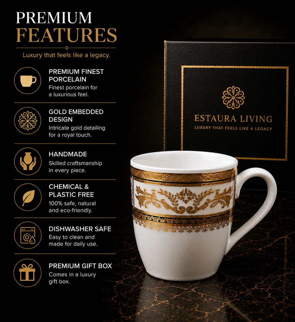 Noor-e-Mahal Imperial Tea/Coffee Mug Set (6-Pieces) (Big Size)
