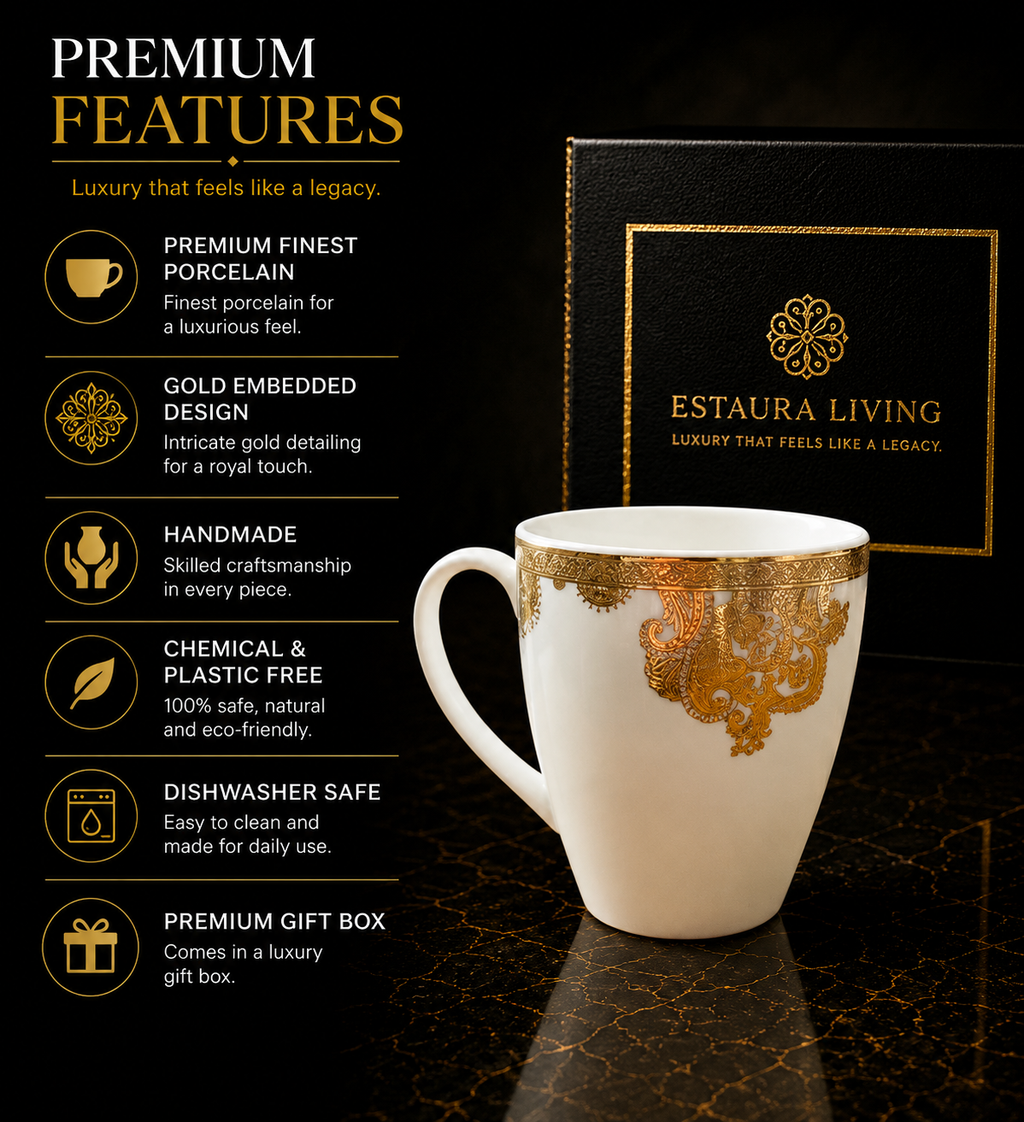 Noor-e-Zar Imperial Tea/Coffee Mug Set (6-Pieces) (Big Size)