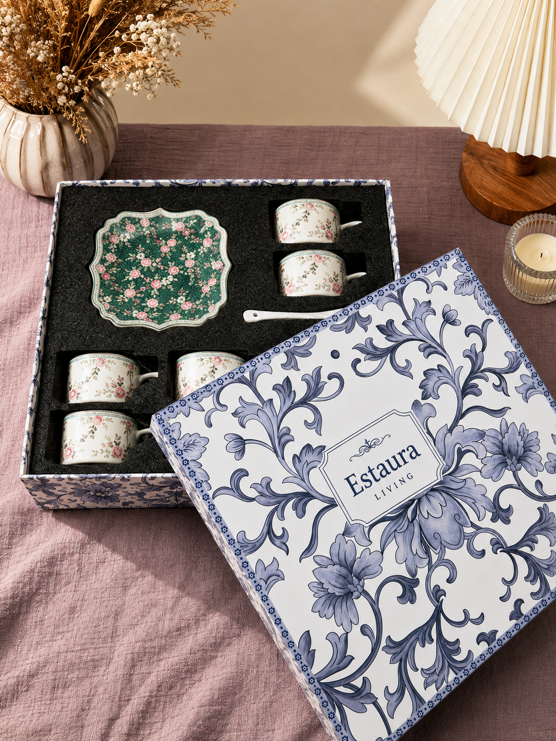 Jardin Mystique Tea Set (24 Pieces; 6 Cups, 6 Saucers, 6 Snack Plates & 6 Spoons)