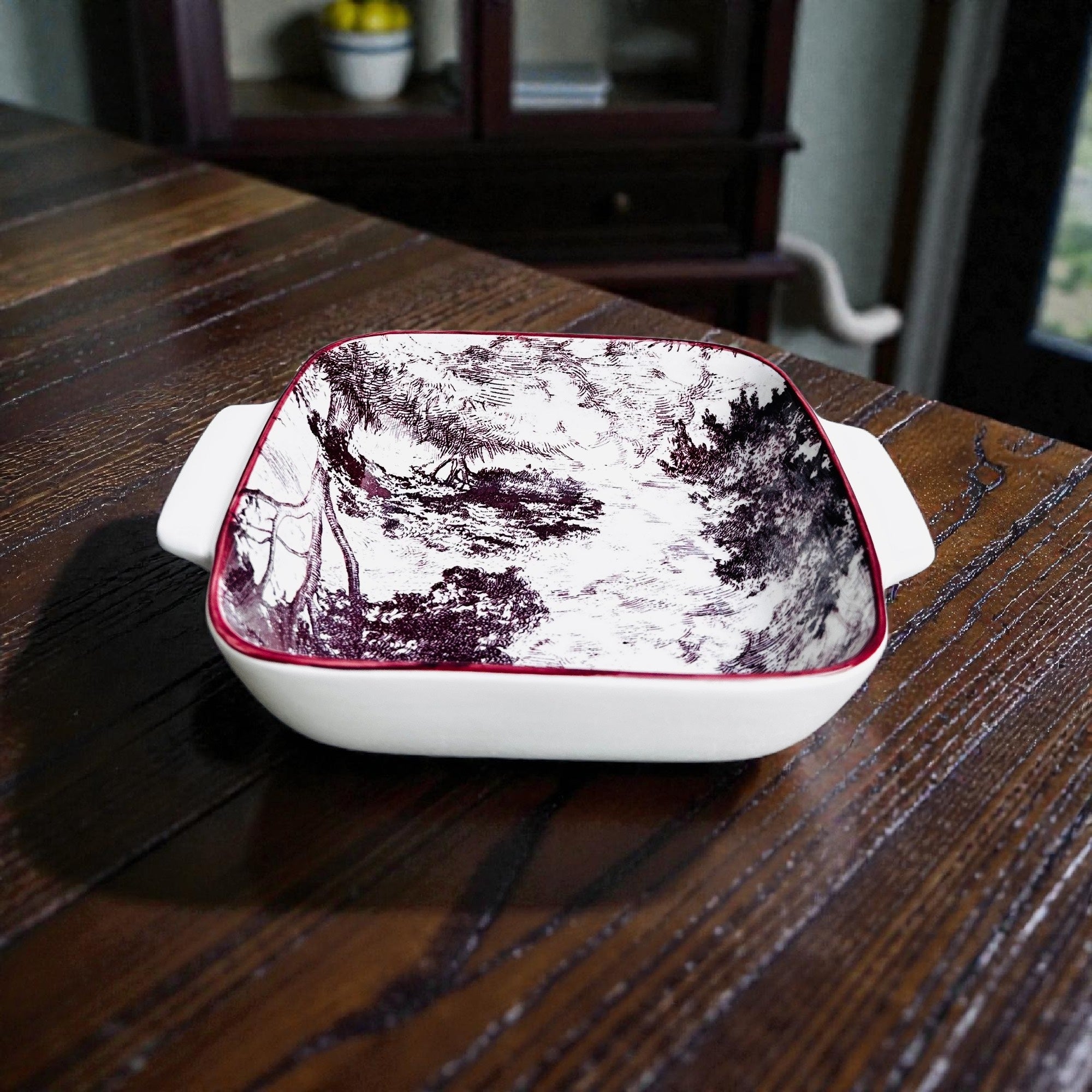 Crimson Earth Porcelain Platter Set (Set of 2)