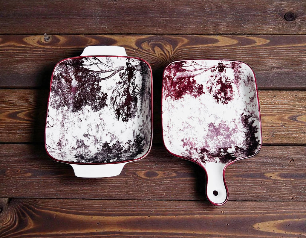 Crimson Earth Porcelain Platter Set (Set of 2)